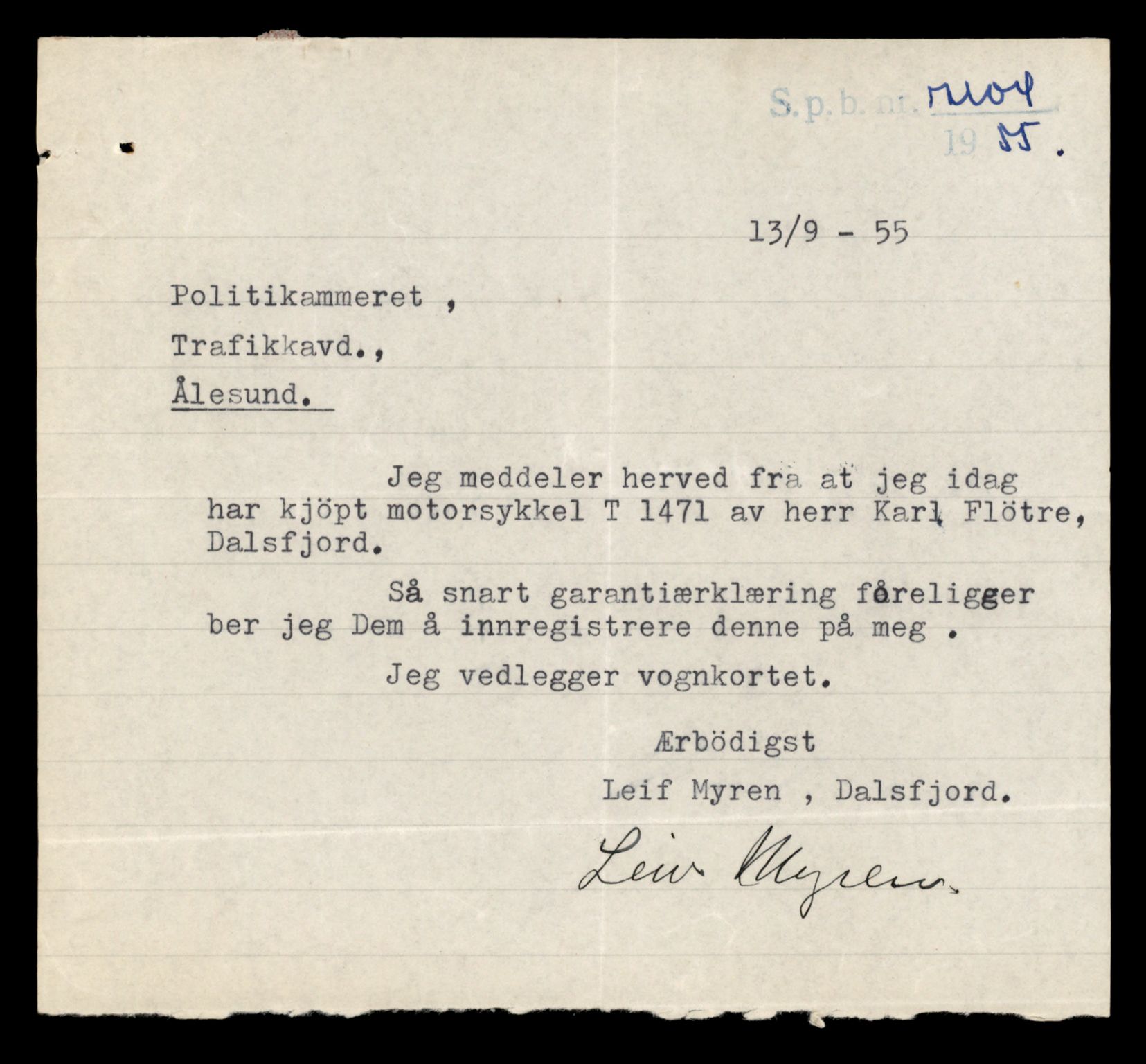 Møre og Romsdal vegkontor - Ålesund trafikkstasjon, AV/SAT-A-4099/F/Fe/L0039: Registreringskort for kjøretøy T 13361 - T 13530, 1927-1998, s. 1071