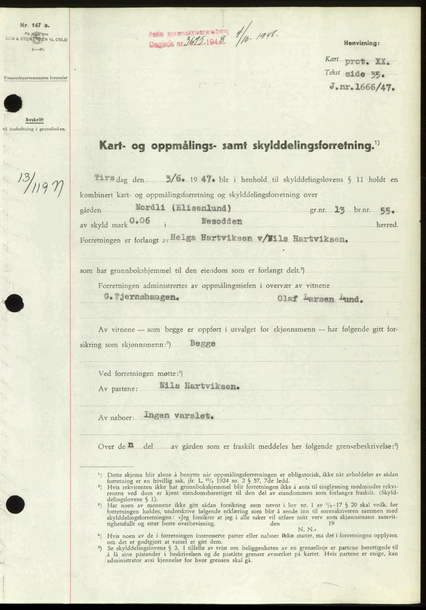 Follo sorenskriveri, SAO/A-10274/G/Ga/Gaa/L0085: Pantebok nr. I 85, 1948-1948, Dagboknr: 3675/1948