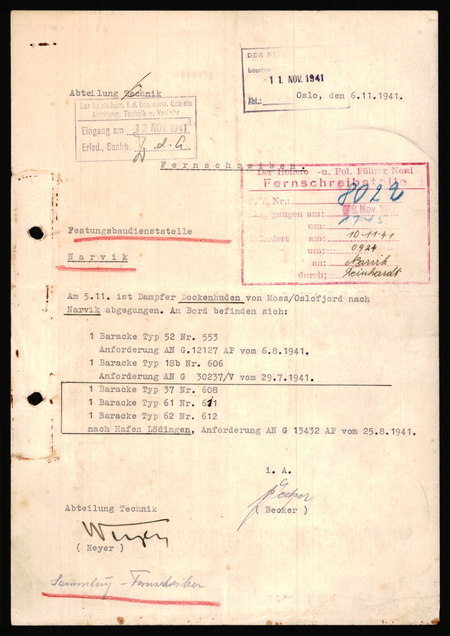 Tyske arkiver, Organisation Todt (OT), Einsatzgruppe Wiking, AV/RA-RAFA-2188/2/B/Bb/L0006: Korrespondanse med Kriegsmarine, 1940-1941, s. 2