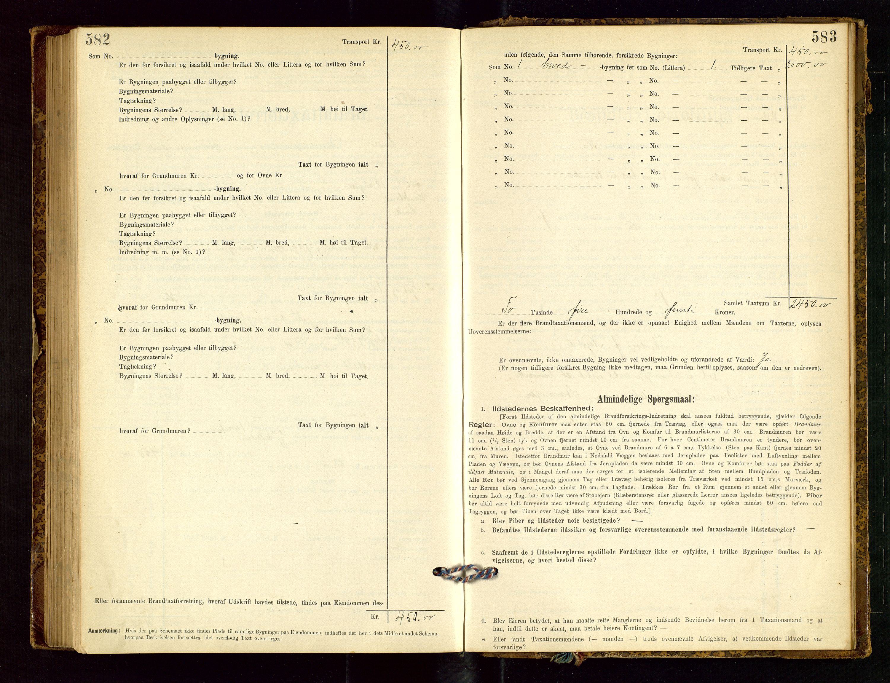 Lund lensmannskontor, AV/SAST-A-100303/Gob/L0001: "Brandtakstprotokol", 1894-1907, s. 582-583