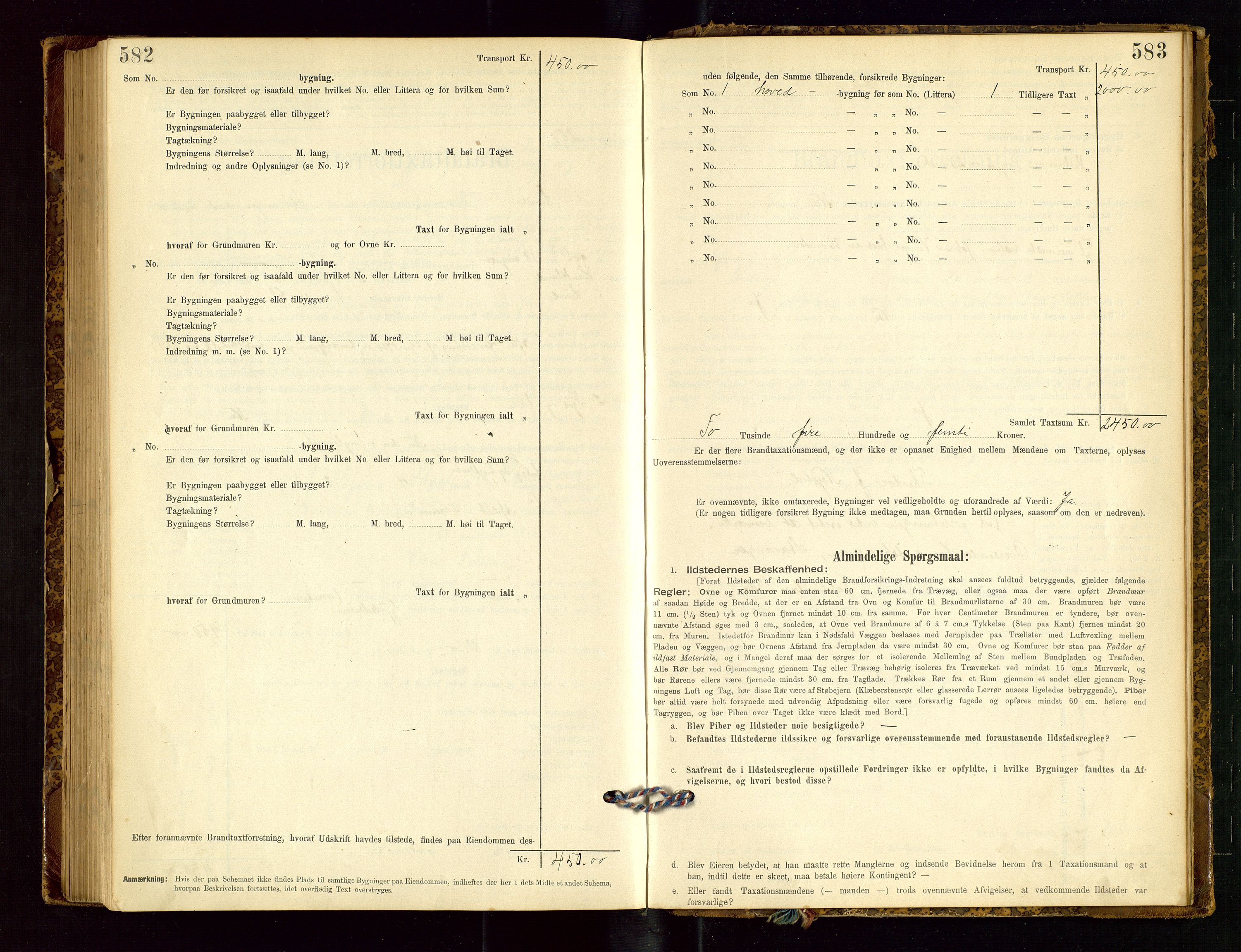 Lund lensmannskontor, SAST/A-100303/Gob/L0001: "Brandtakstprotokol", 1894-1907, s. 582-583