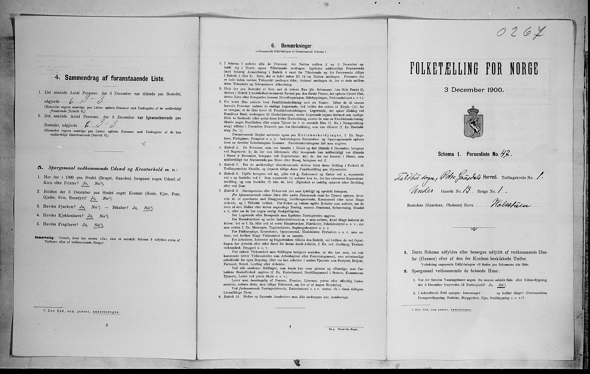 SAH, Folketelling 1900 for 0522 Østre Gausdal herred, 1900, s. 174