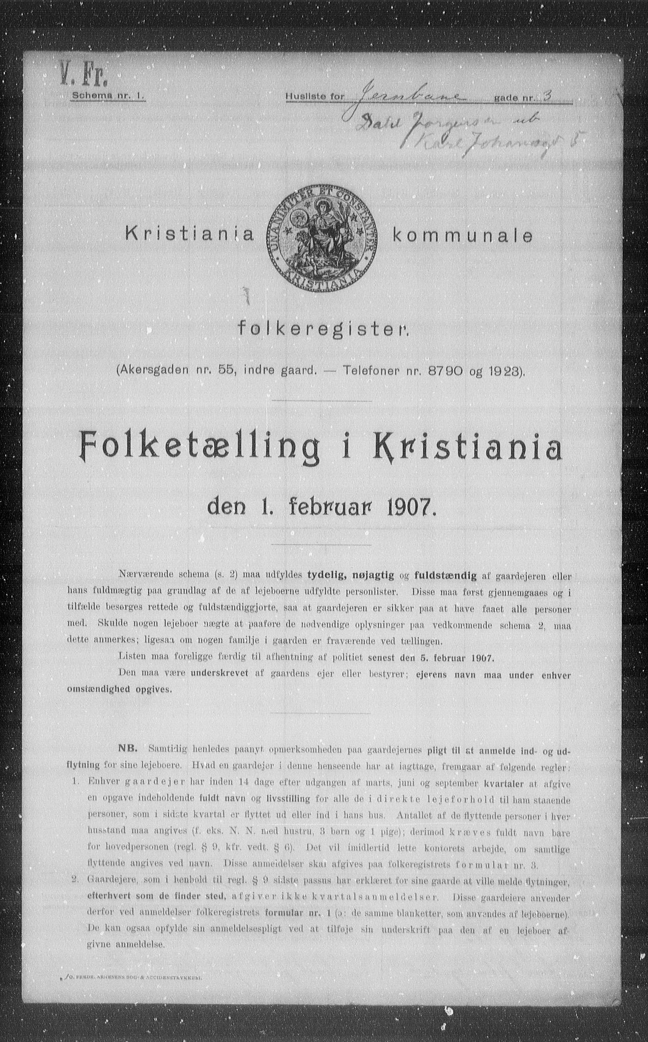 OBA, Kommunal folketelling 1.2.1907 for Kristiania kjøpstad, 1907, s. 23837