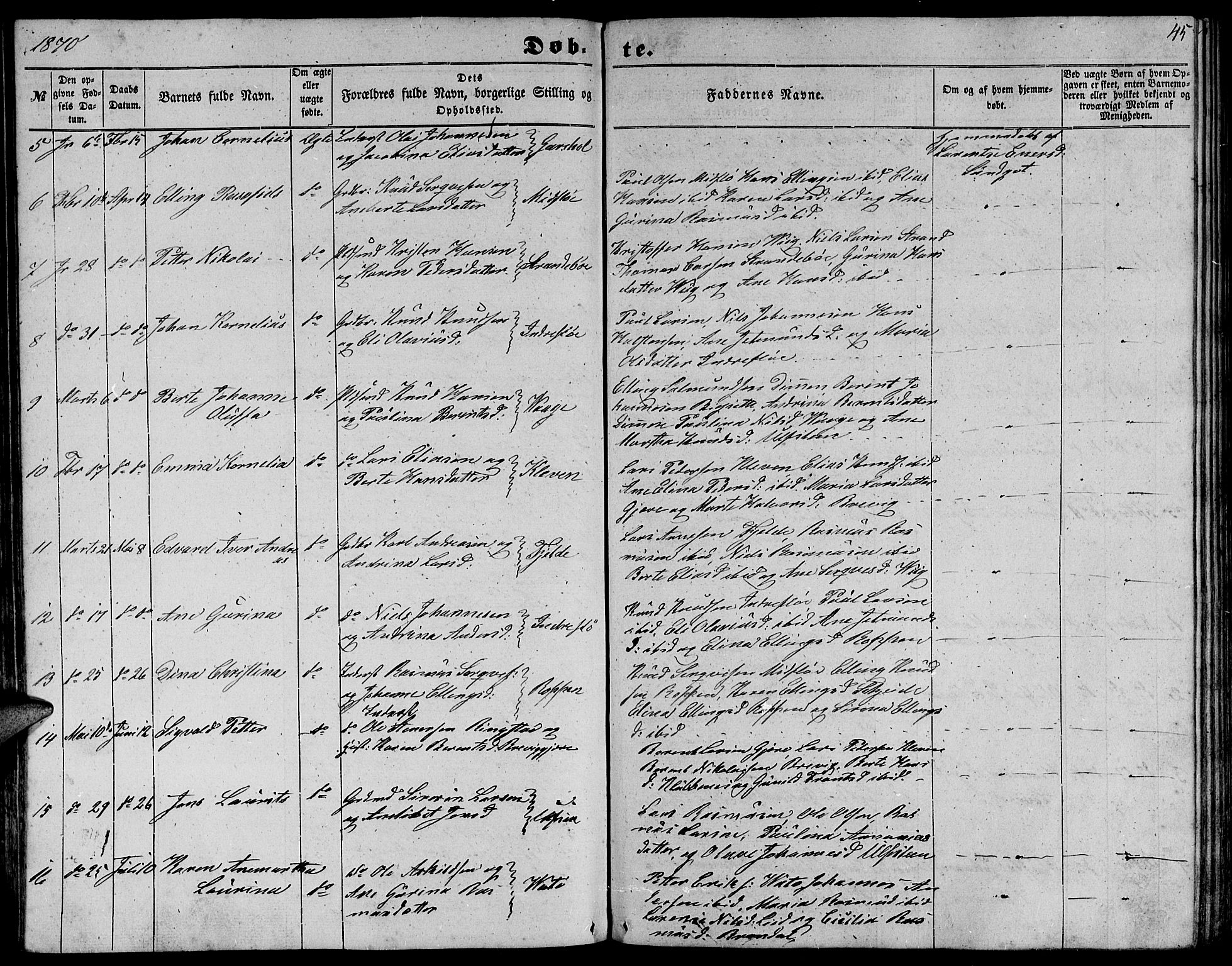 Ministerialprotokoller, klokkerbøker og fødselsregistre - Møre og Romsdal, AV/SAT-A-1454/509/L0111: Klokkerbok nr. 509C01, 1854-1882, s. 45