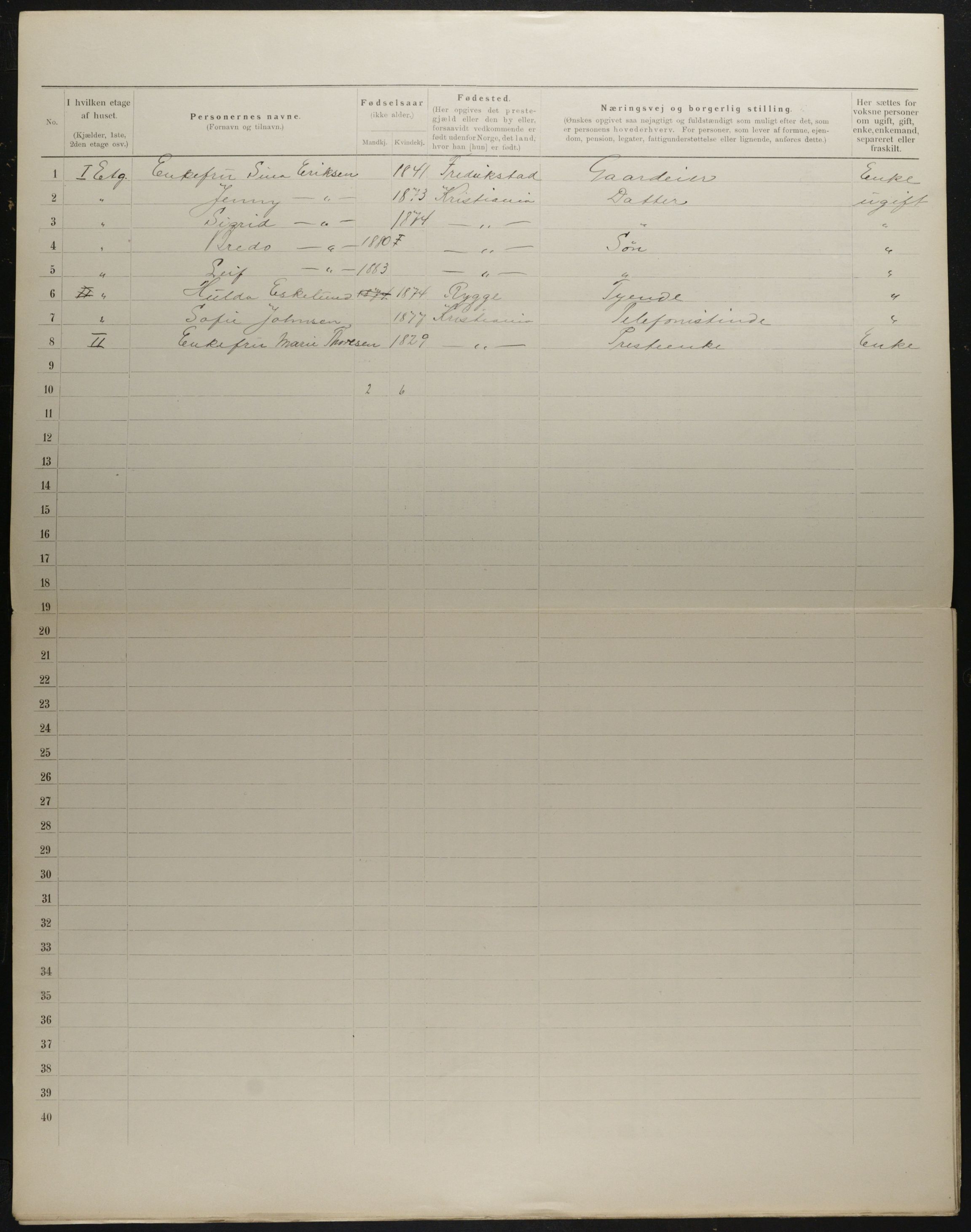 OBA, Kommunal folketelling 31.12.1901 for Kristiania kjøpstad, 1901, s. 4607