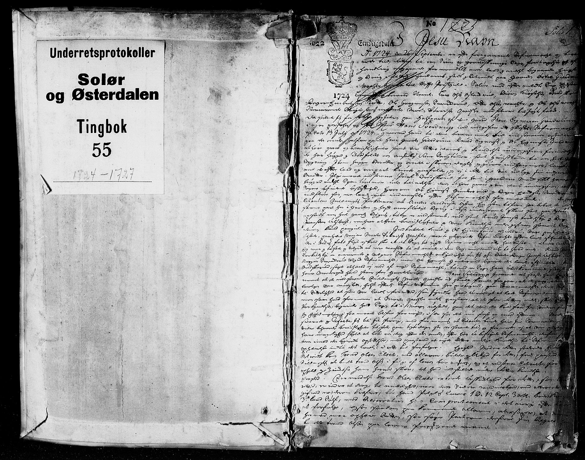 Solør og Østerdalen sorenskriveri, SAH/TING-024/G/Gb/L0055: Tingbok, 1724-1727, s. 0b-1a