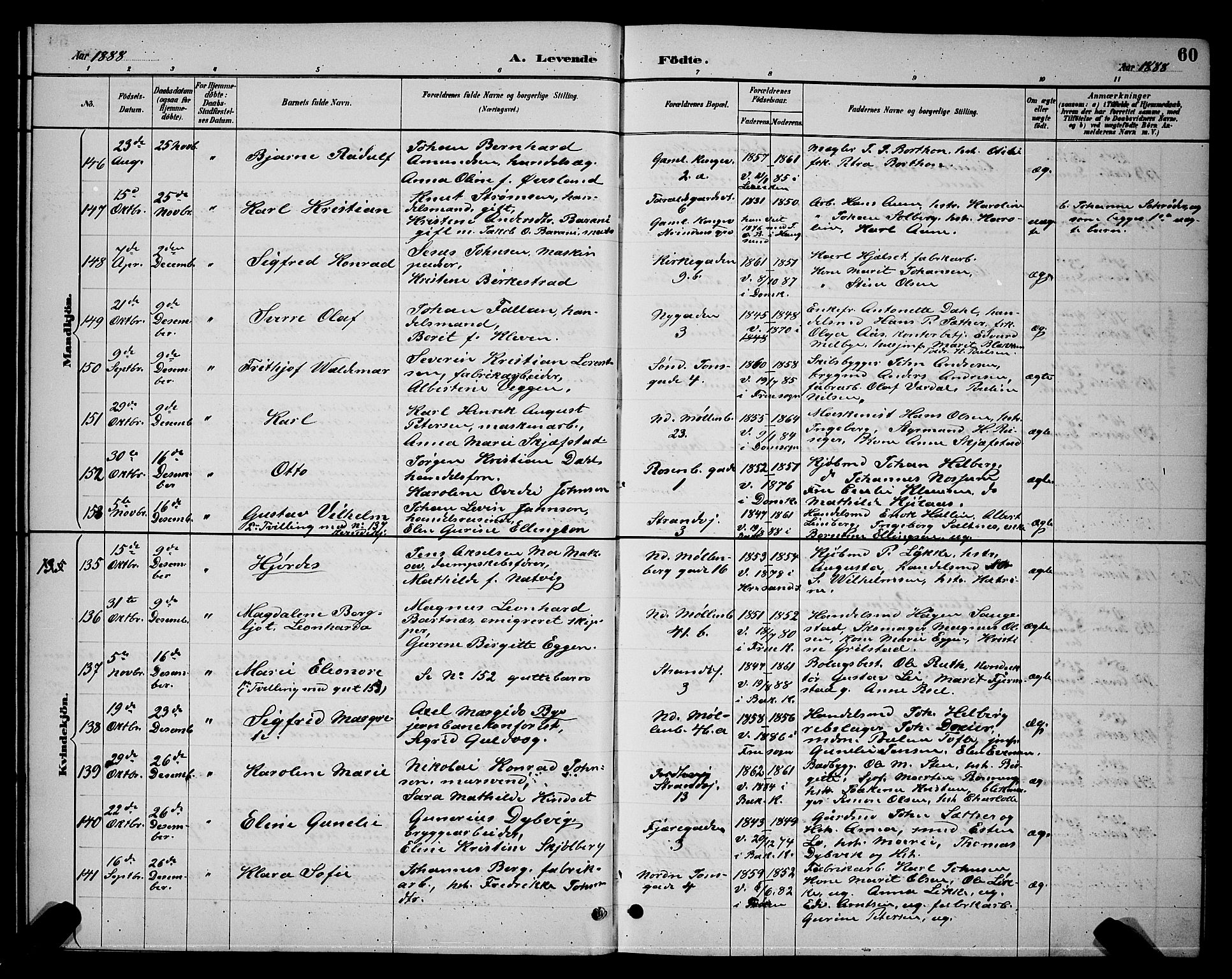 Ministerialprotokoller, klokkerbøker og fødselsregistre - Sør-Trøndelag, SAT/A-1456/604/L0222: Klokkerbok nr. 604C05, 1886-1895, s. 60