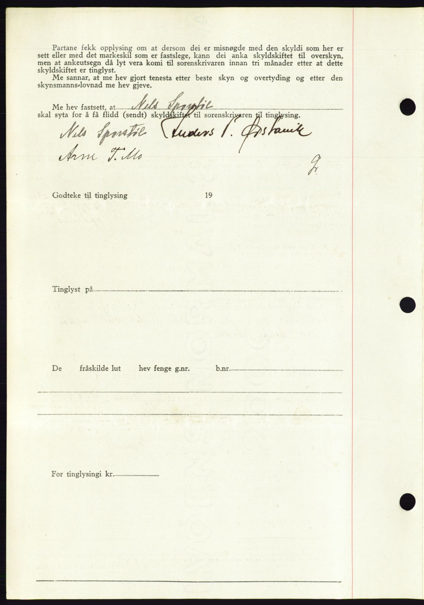 Søre Sunnmøre sorenskriveri, AV/SAT-A-4122/1/2/2C/L0077: Pantebok nr. 3A, 1945-1946, Dagboknr: 764/1945