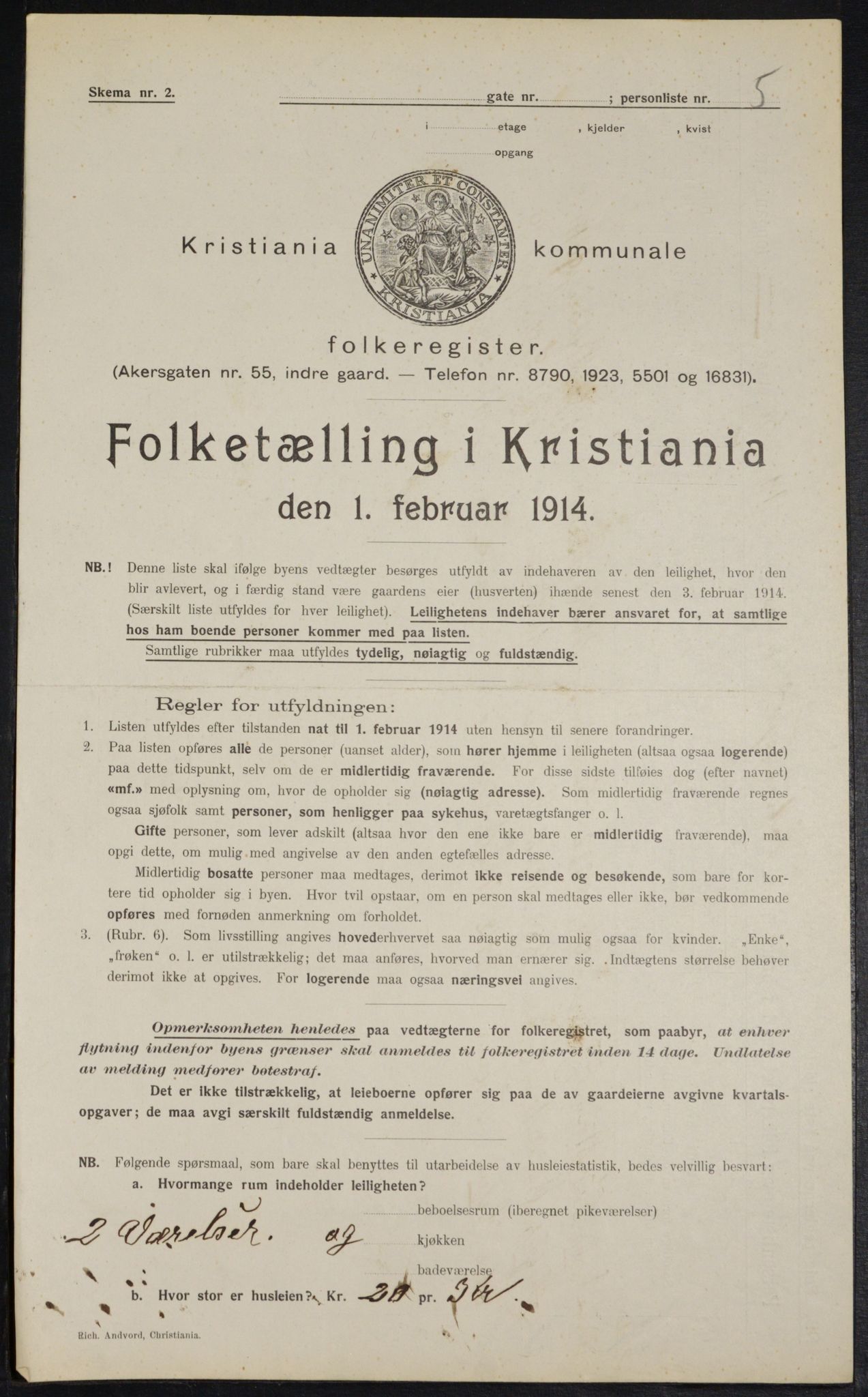 OBA, Kommunal folketelling 1.2.1914 for Kristiania, 1914, s. 99380