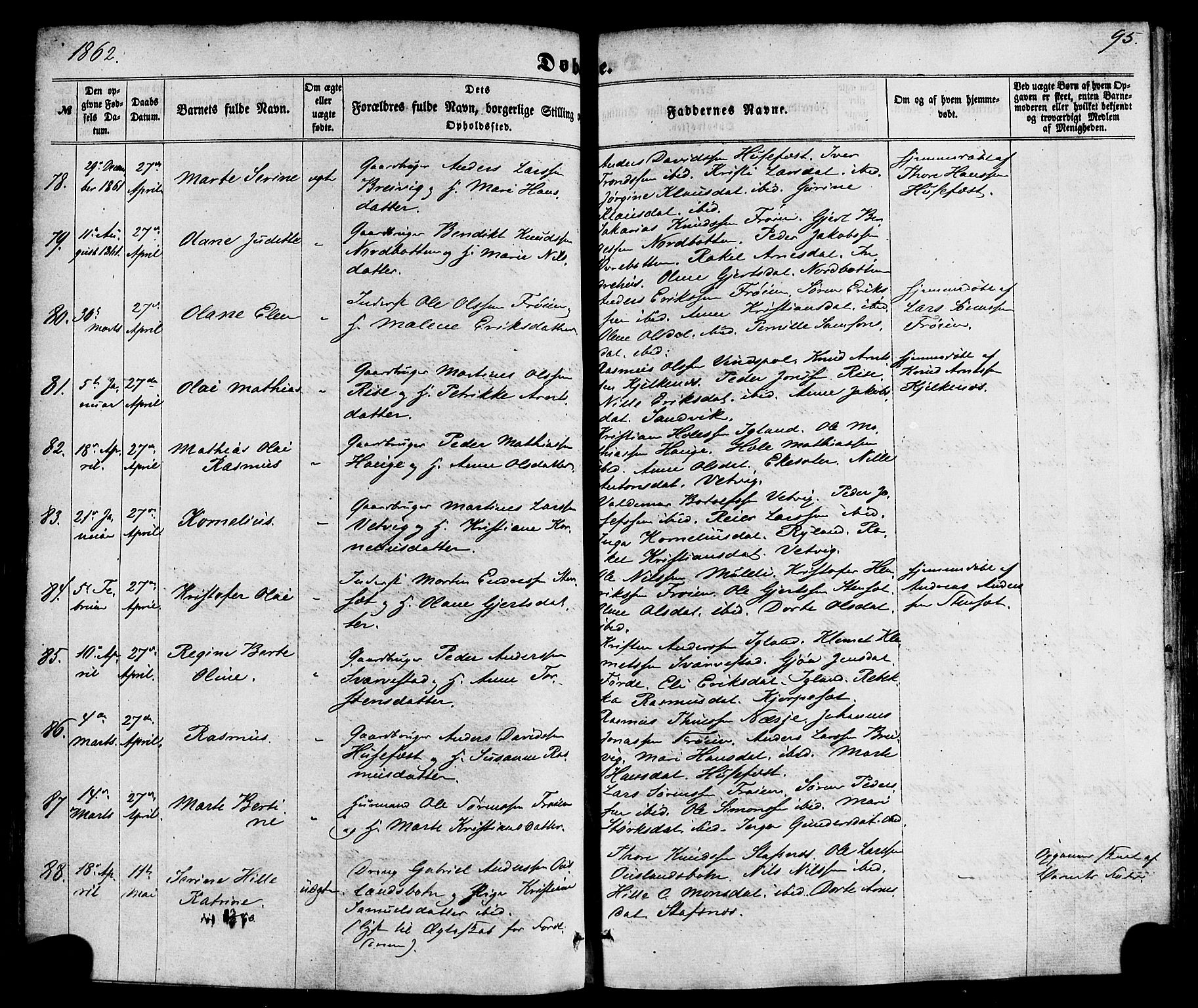 Kinn sokneprestembete, AV/SAB-A-80801/H/Haa/Haaa/L0006: Ministerialbok nr. A 6, 1857-1885, s. 95