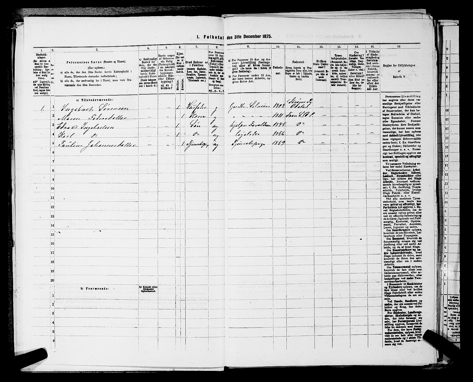 RA, Folketelling 1875 for 0215L Drøbak prestegjeld, Frogn sokn, 1875, s. 186