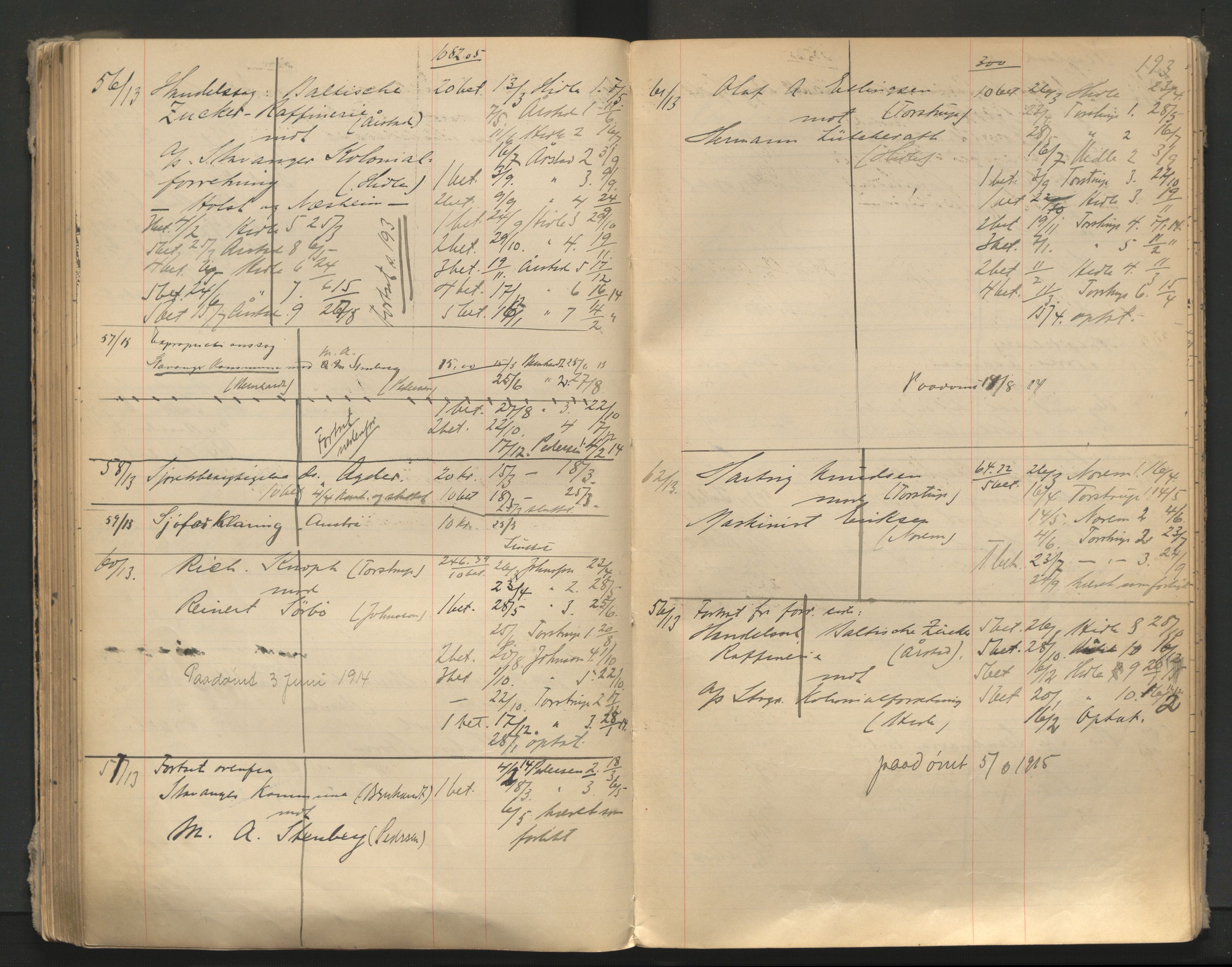 Stavanger byfogd, AV/SAST-A-101408/001/3/32/32A/L0005: Saksliste for Stavanger byting, 1910-1914, s. 192-193