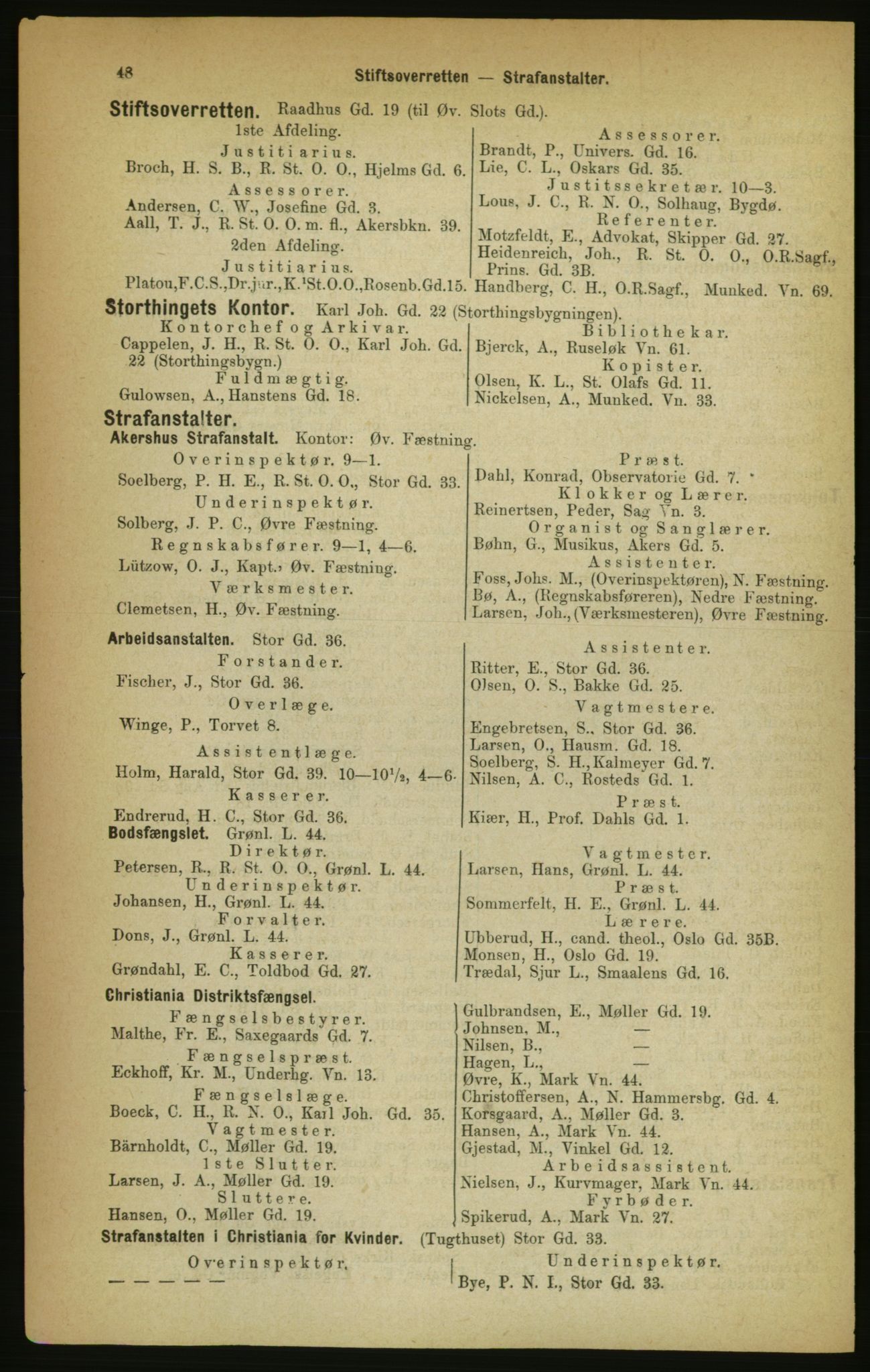 Kristiania/Oslo adressebok, PUBL/-, 1888, s. 48