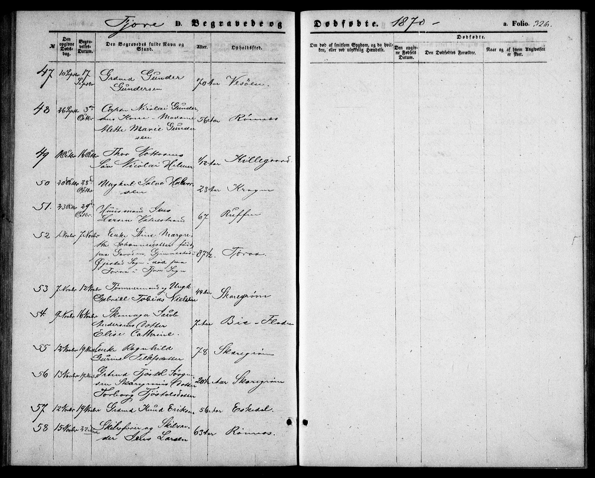 Fjære sokneprestkontor, AV/SAK-1111-0011/F/Fb/L0009: Klokkerbok nr. B 9, 1867-1870, s. 326