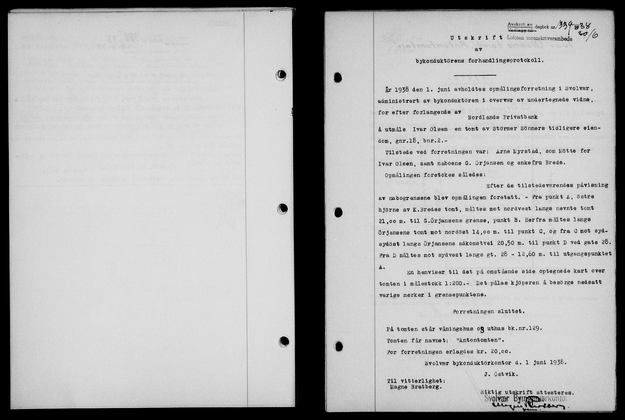 Lofoten sorenskriveri, SAT/A-0017/1/2/2C/L0004a: Pantebok nr. 4a, 1938-1938, Dagboknr: 1339/1938