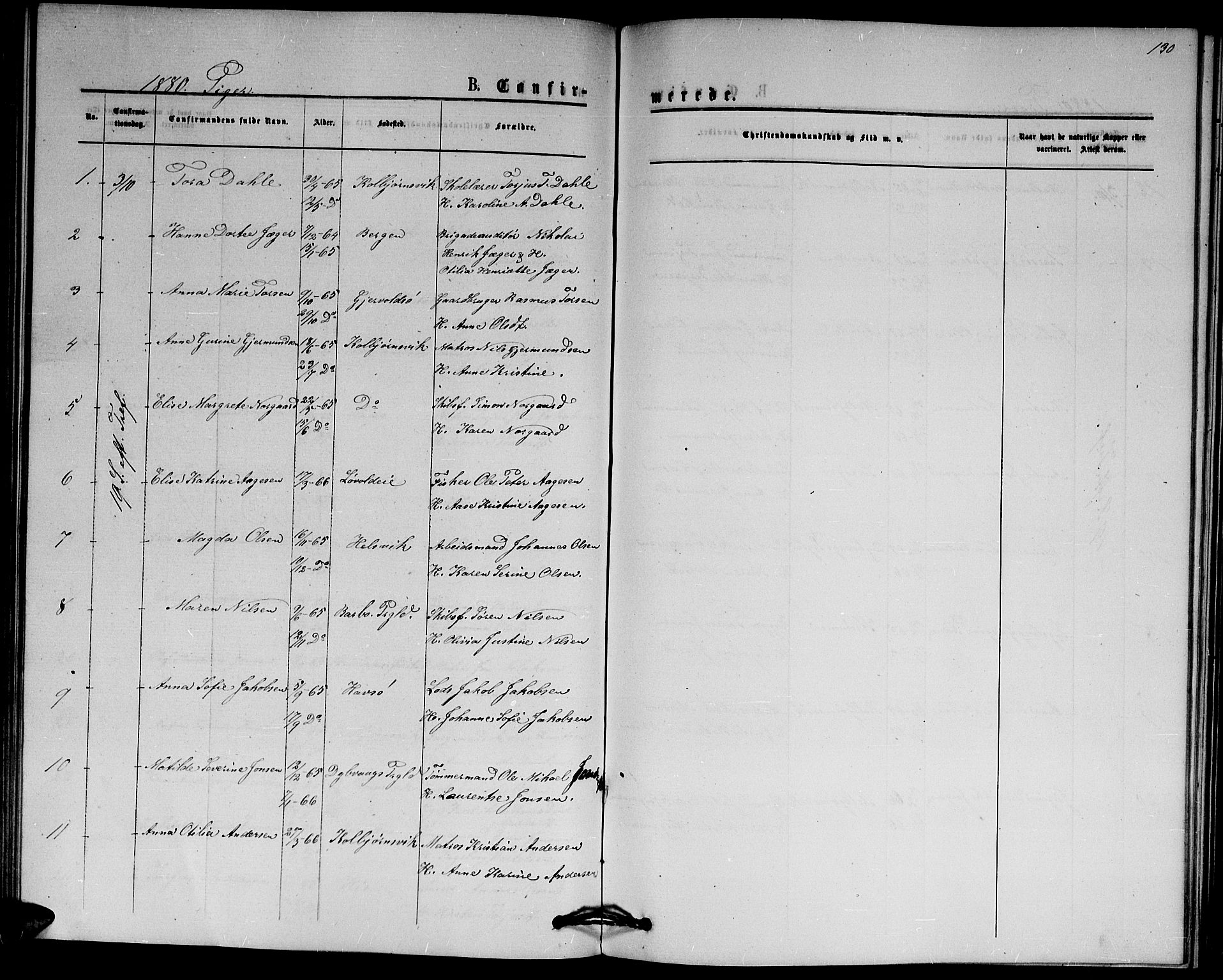 Hisøy sokneprestkontor, AV/SAK-1111-0020/F/Fb/L0002: Klokkerbok nr. B 2, 1873-1885, s. 130