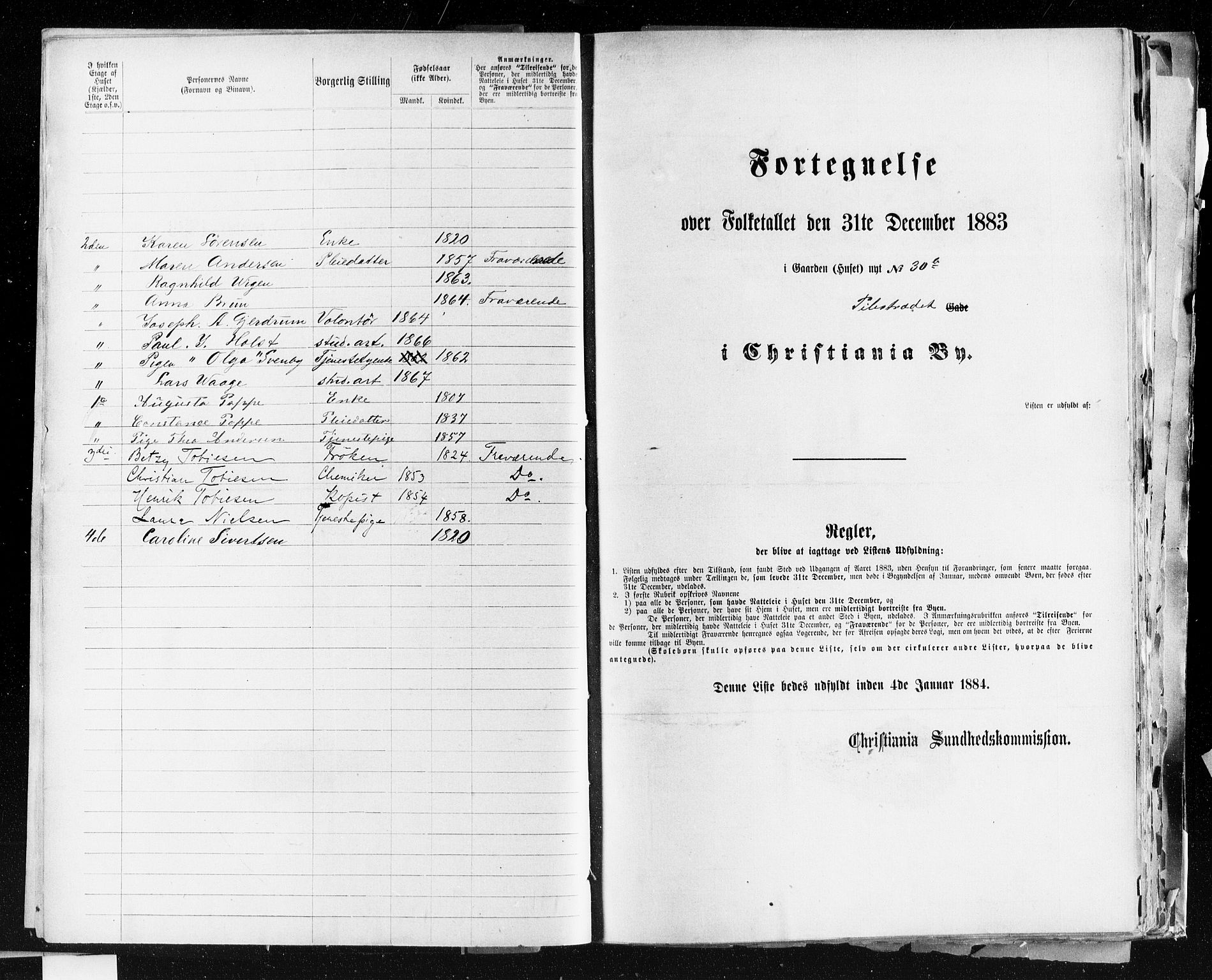 OBA, Kommunal folketelling 31.12.1883 for Kristiania kjøpstad, 1883, s. 3322