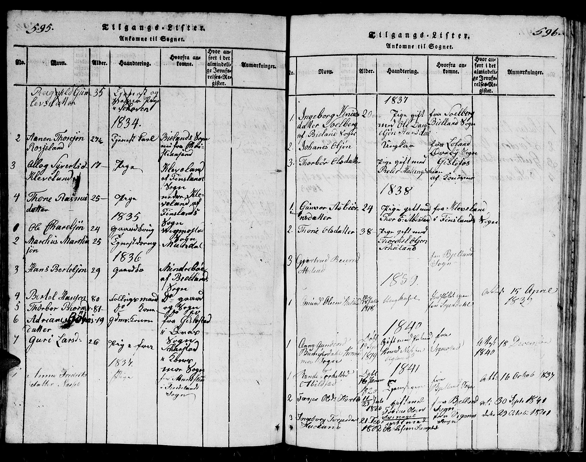 Holum sokneprestkontor, AV/SAK-1111-0022/F/Fb/Fbb/L0001: Klokkerbok nr. B 1, 1820-1847, s. 565-566