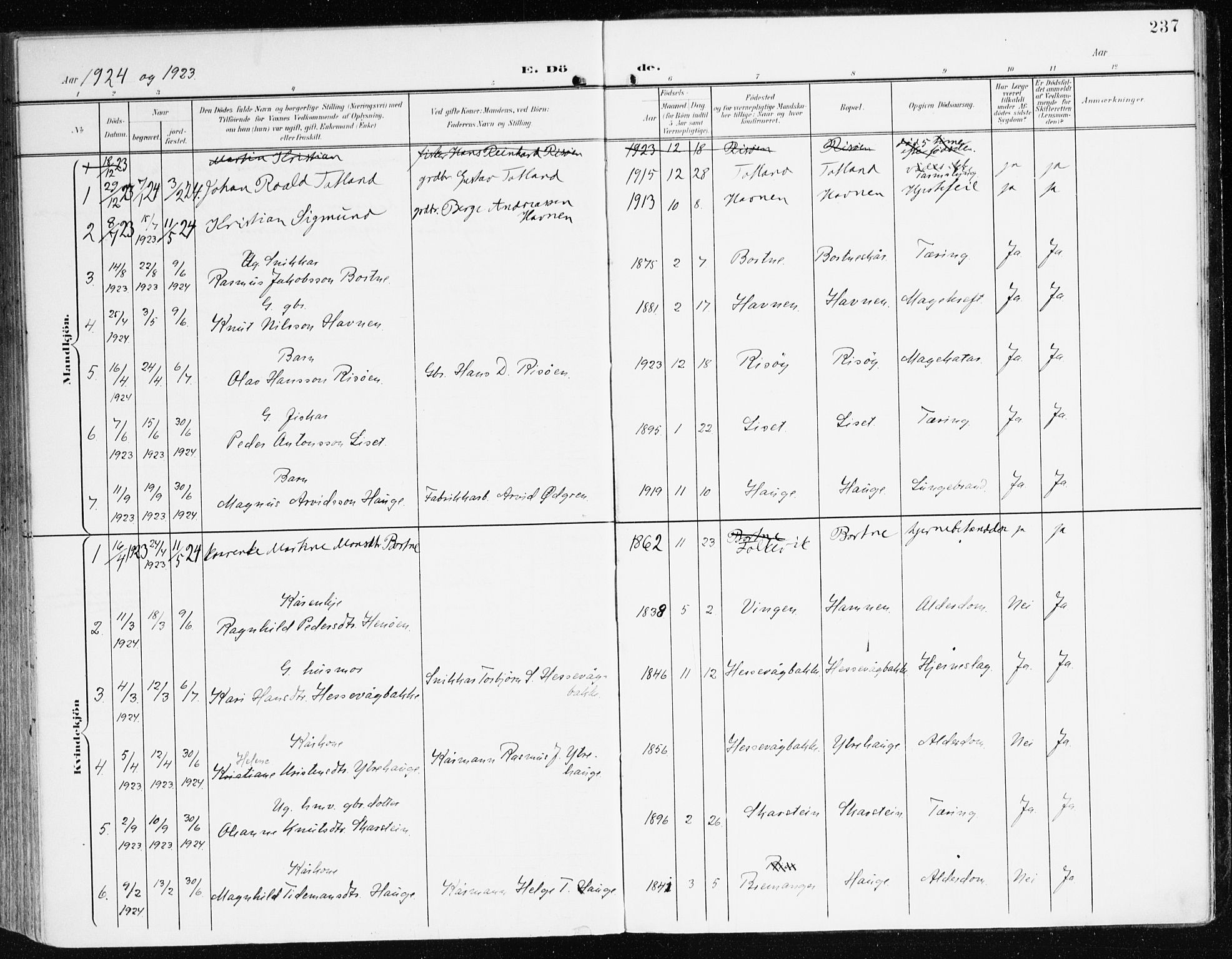 Davik sokneprestembete, SAB/A-79701/H/Haa/Haad/L0002: Ministerialbok nr. D 2, 1901-1930, s. 237