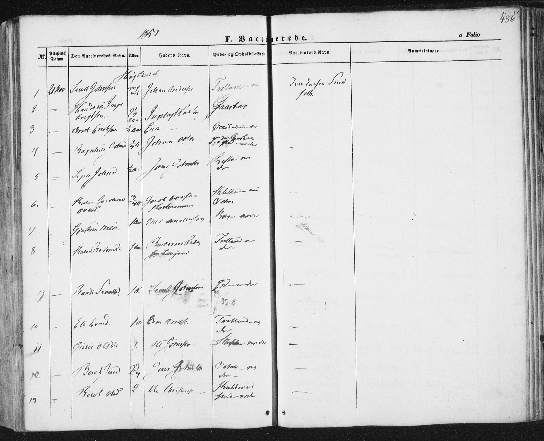 Ministerialprotokoller, klokkerbøker og fødselsregistre - Sør-Trøndelag, SAT/A-1456/691/L1076: Ministerialbok nr. 691A08, 1852-1861, s. 486