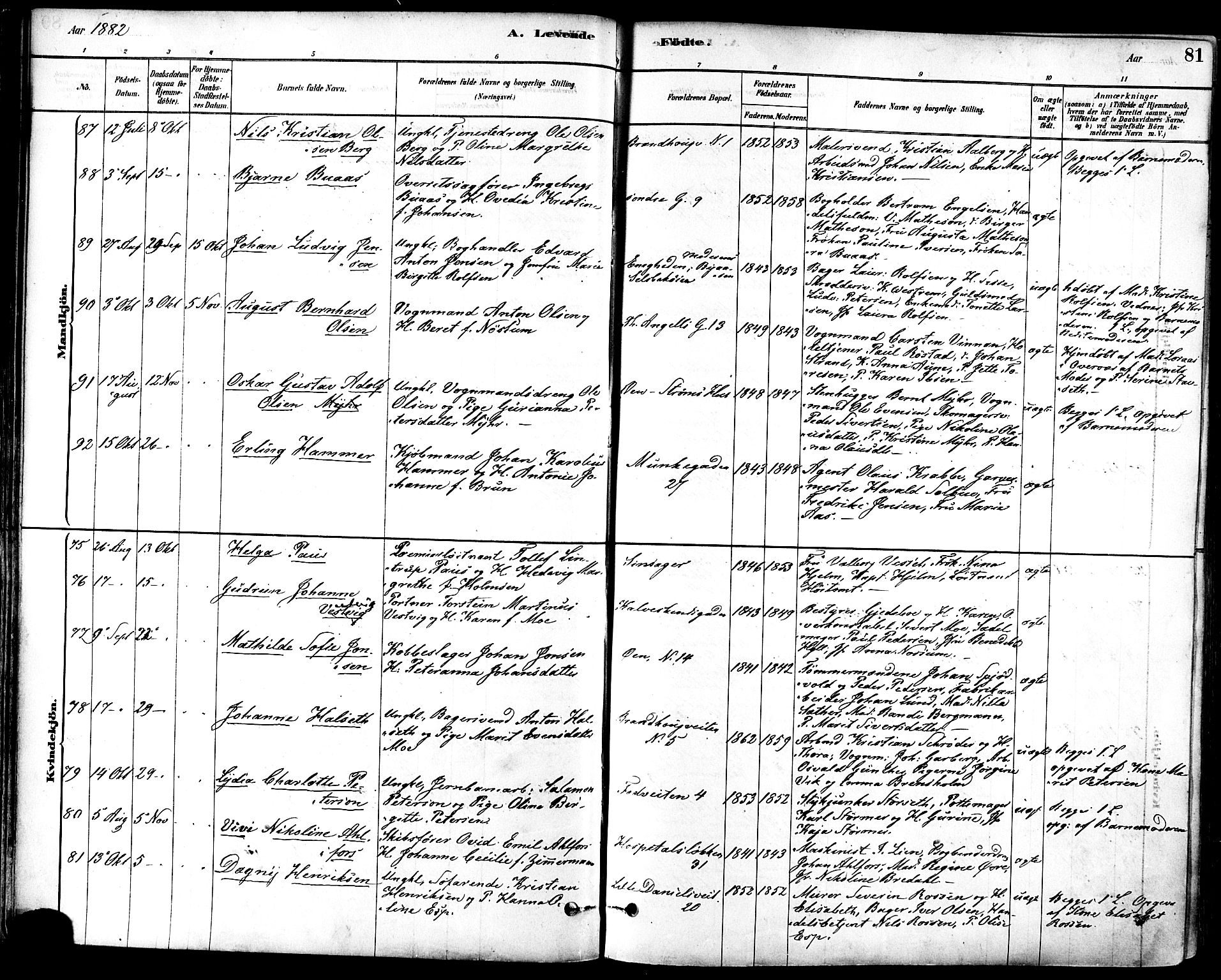 Ministerialprotokoller, klokkerbøker og fødselsregistre - Sør-Trøndelag, AV/SAT-A-1456/601/L0057: Ministerialbok nr. 601A25, 1877-1891, s. 81