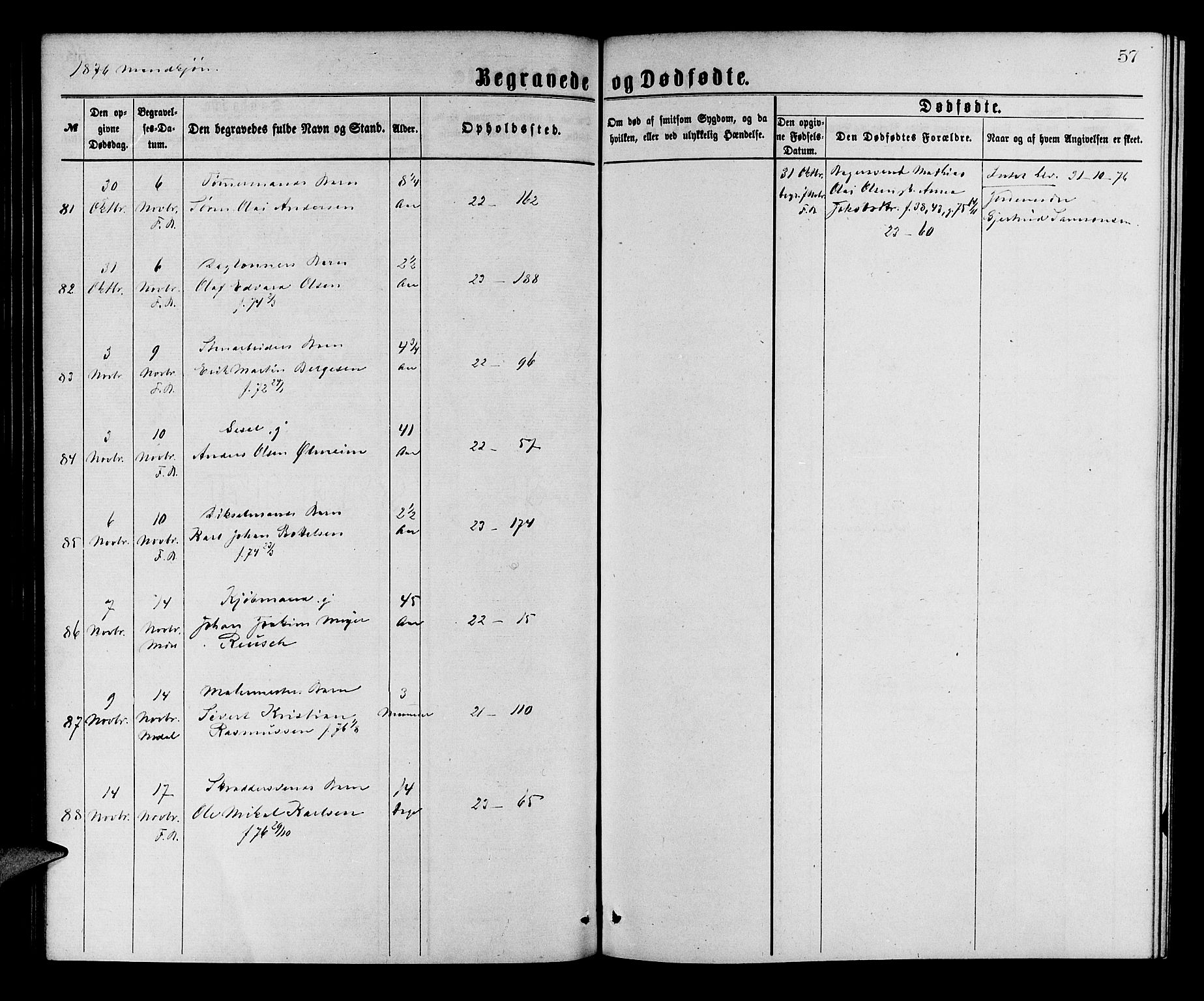 Korskirken sokneprestembete, AV/SAB-A-76101/H/Hab: Klokkerbok nr. E 3, 1871-1883, s. 57