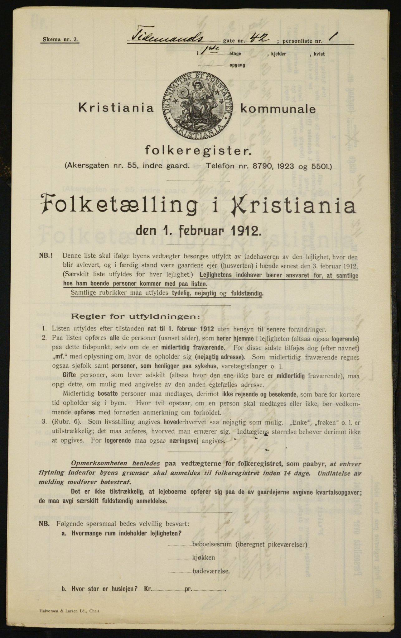 OBA, Kommunal folketelling 1.2.1912 for Kristiania, 1912, s. 111495