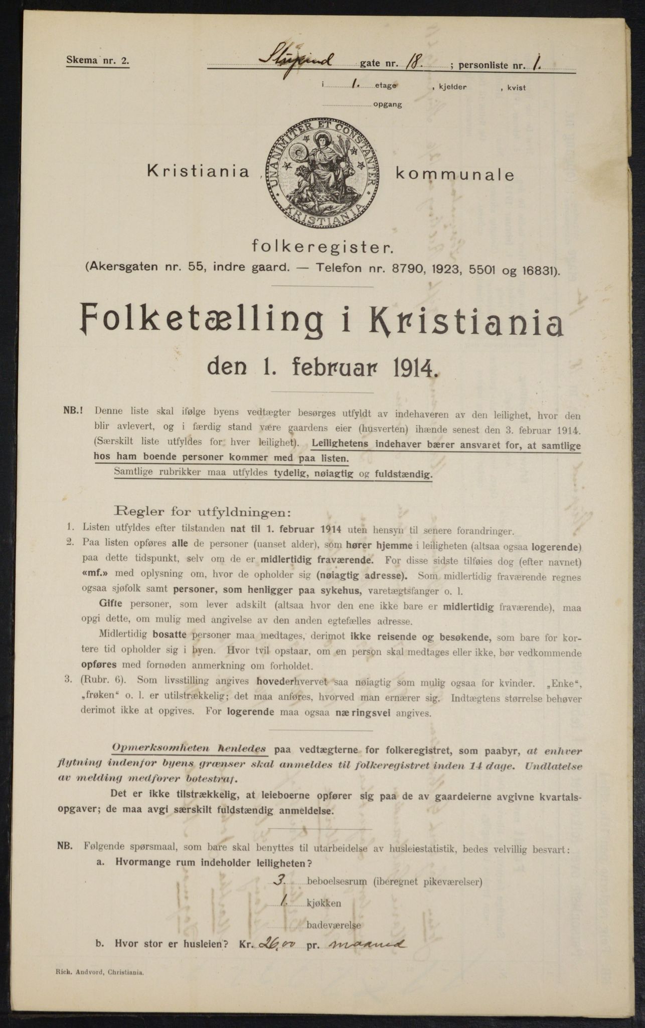 OBA, Kommunal folketelling 1.2.1914 for Kristiania, 1914, s. 105283