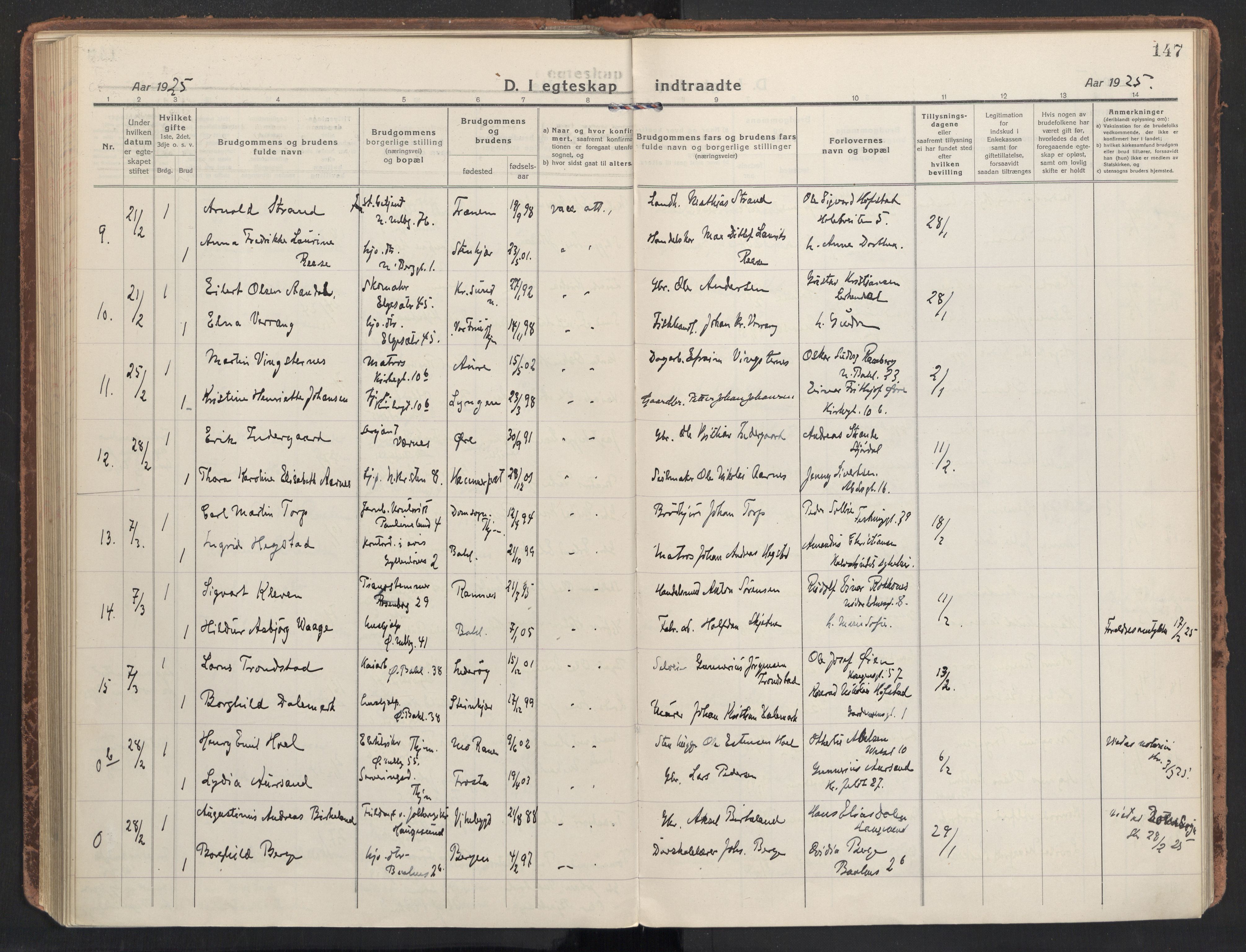 Ministerialprotokoller, klokkerbøker og fødselsregistre - Sør-Trøndelag, SAT/A-1456/604/L0206: Ministerialbok nr. 604A26, 1917-1931, s. 147