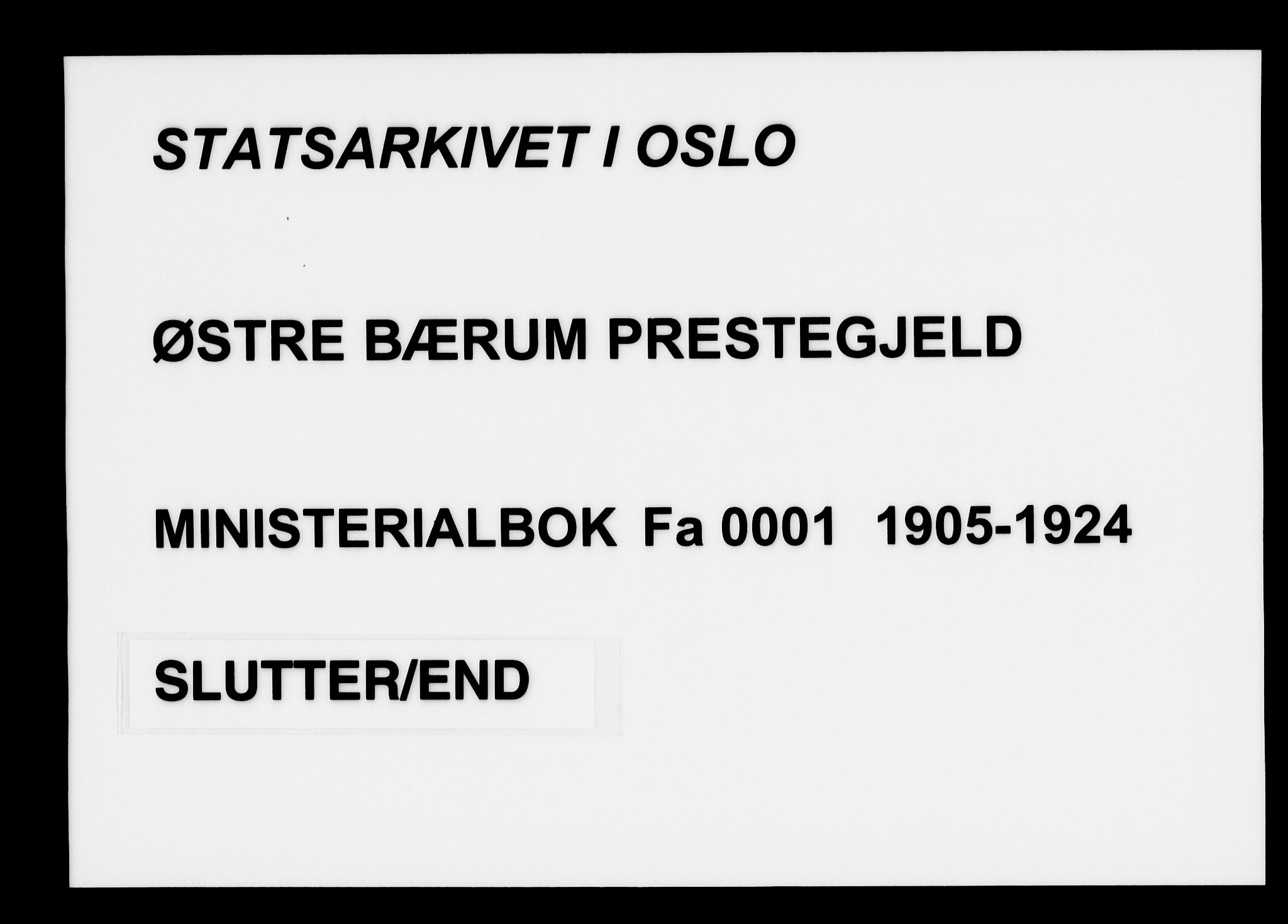 Østre Bærum prestekontor Kirkebøker, SAO/A-10887/F/Fa/L0001: Ministerialbok nr. 1, 1905-1924