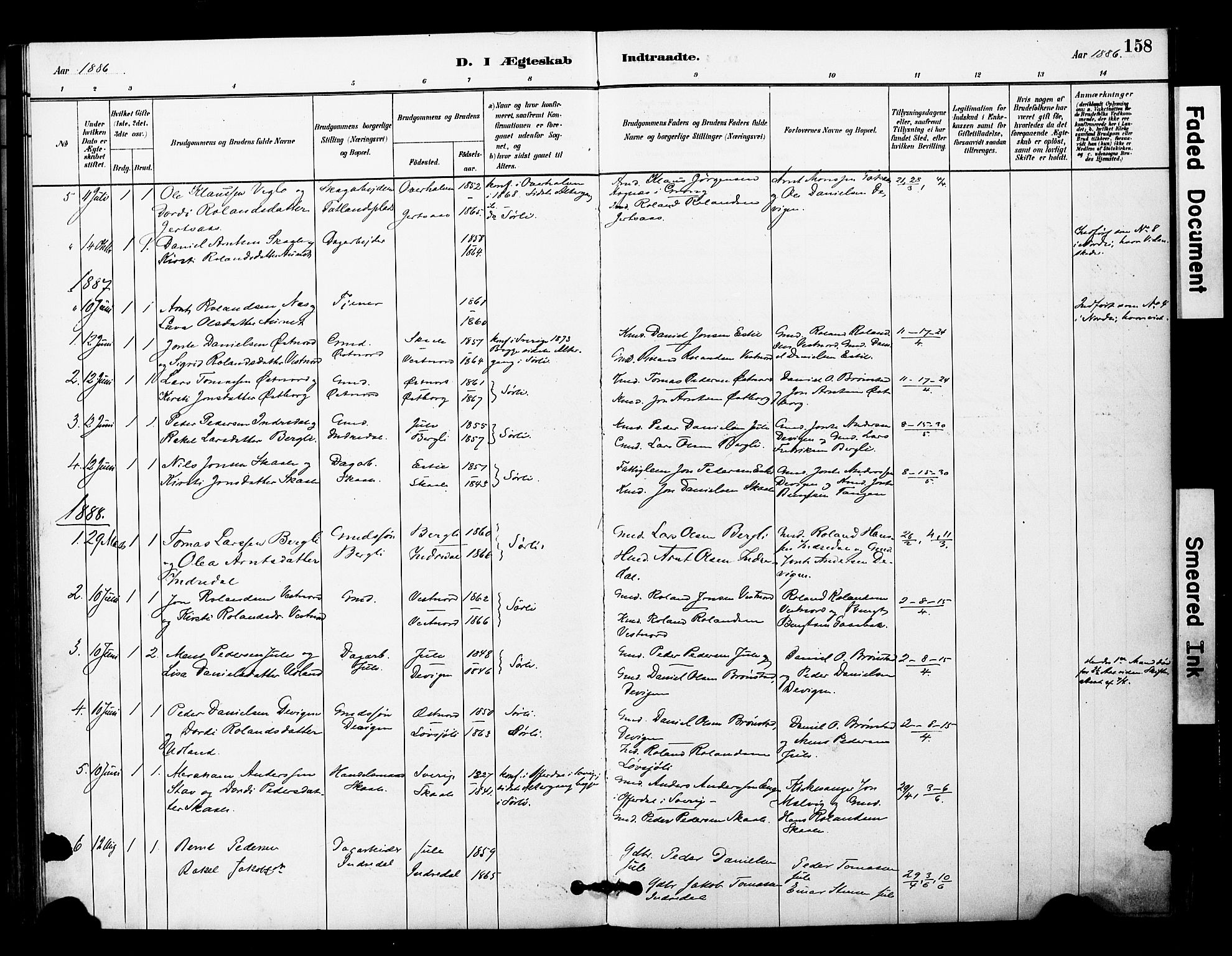 Ministerialprotokoller, klokkerbøker og fødselsregistre - Nord-Trøndelag, SAT/A-1458/757/L0505: Ministerialbok nr. 757A01, 1882-1904, s. 158