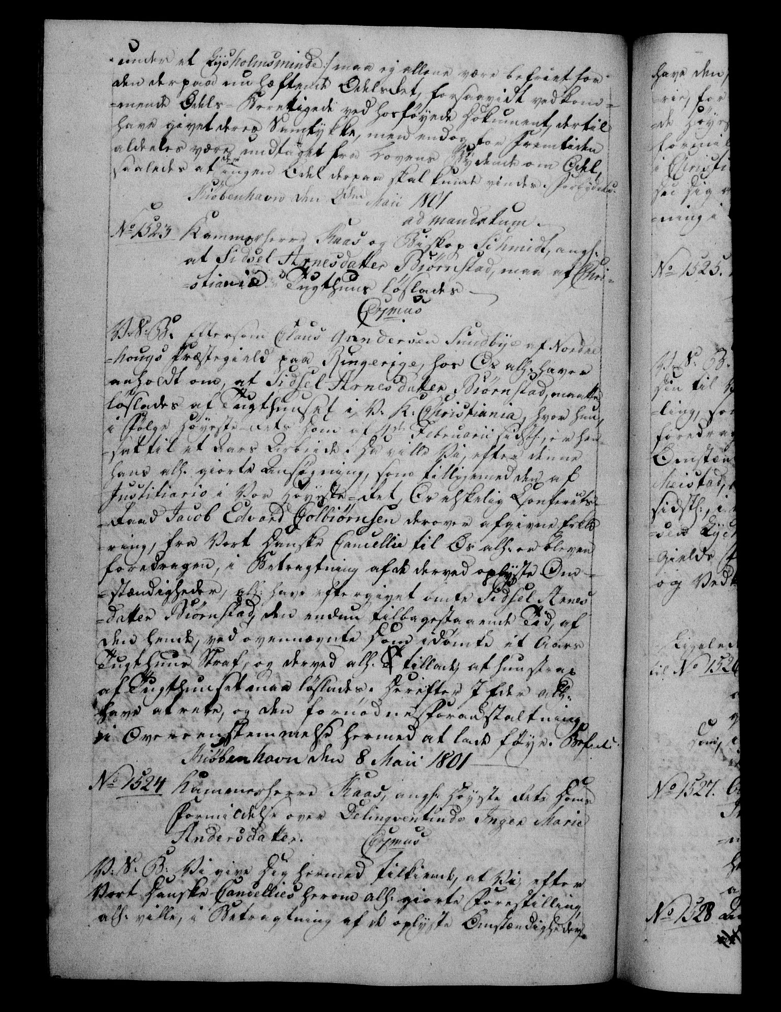Danske Kanselli 1800-1814, RA/EA-3024/H/Hf/Hfb/Hfba/L0001: Registranter, 1800-1801, s. 393b