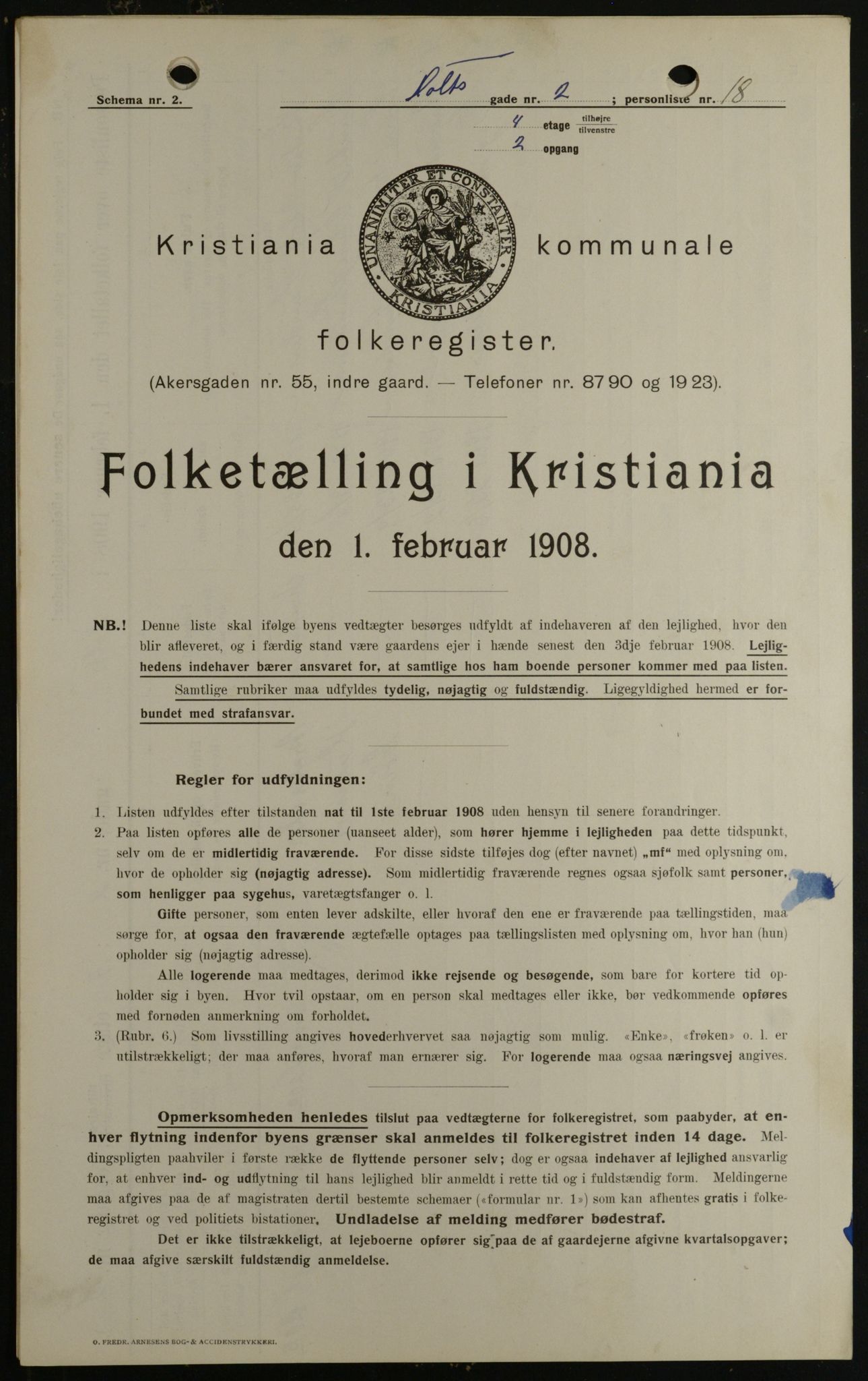 OBA, Kommunal folketelling 1.2.1908 for Kristiania kjøpstad, 1908, s. 36814