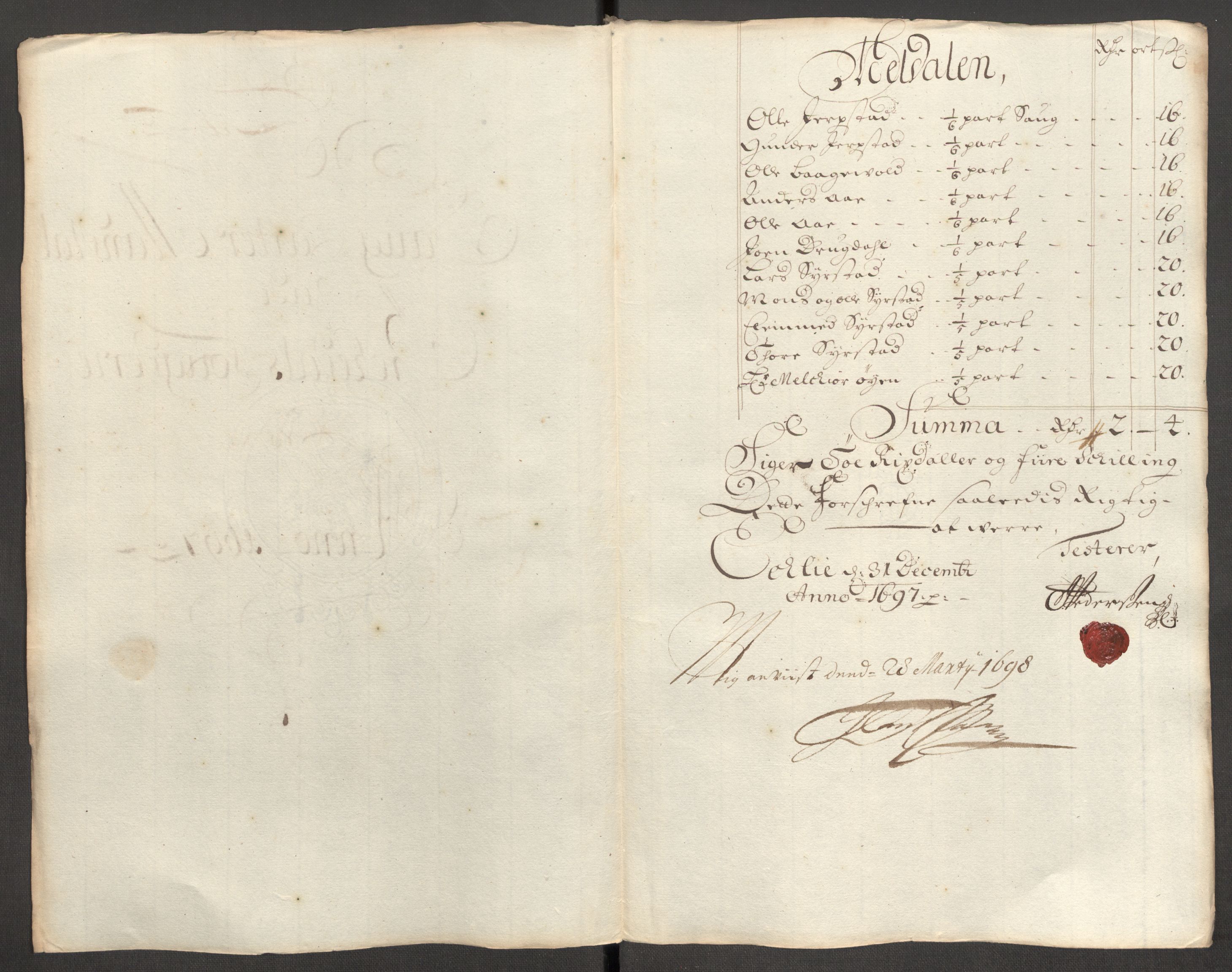 Rentekammeret inntil 1814, Reviderte regnskaper, Fogderegnskap, RA/EA-4092/R60/L3947: Fogderegnskap Orkdal og Gauldal, 1697, s. 130