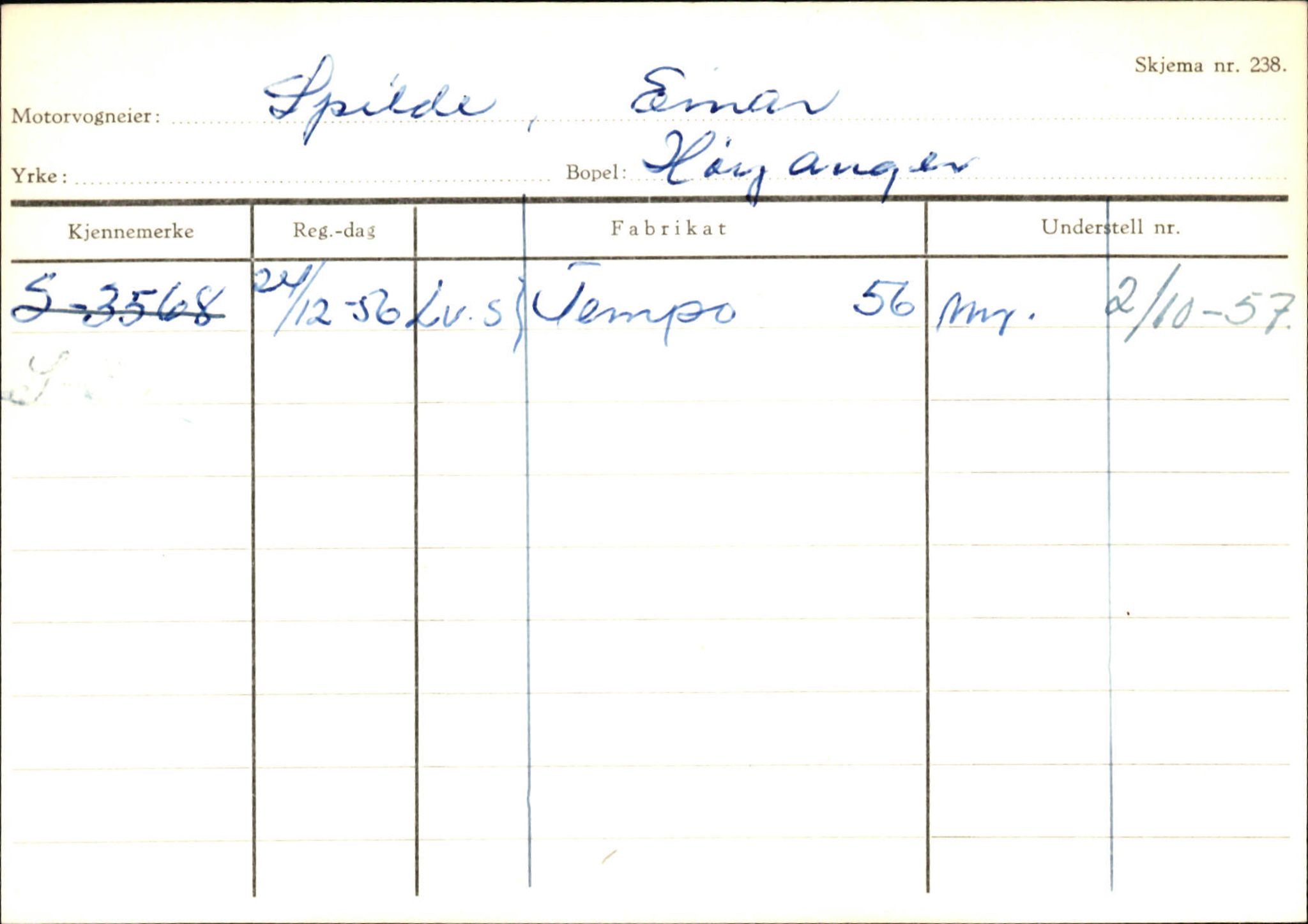 Statens vegvesen, Sogn og Fjordane vegkontor, AV/SAB-A-5301/4/F/L0131: Eigarregister Høyanger P-Å. Stryn S-Å, 1945-1975, s. 337
