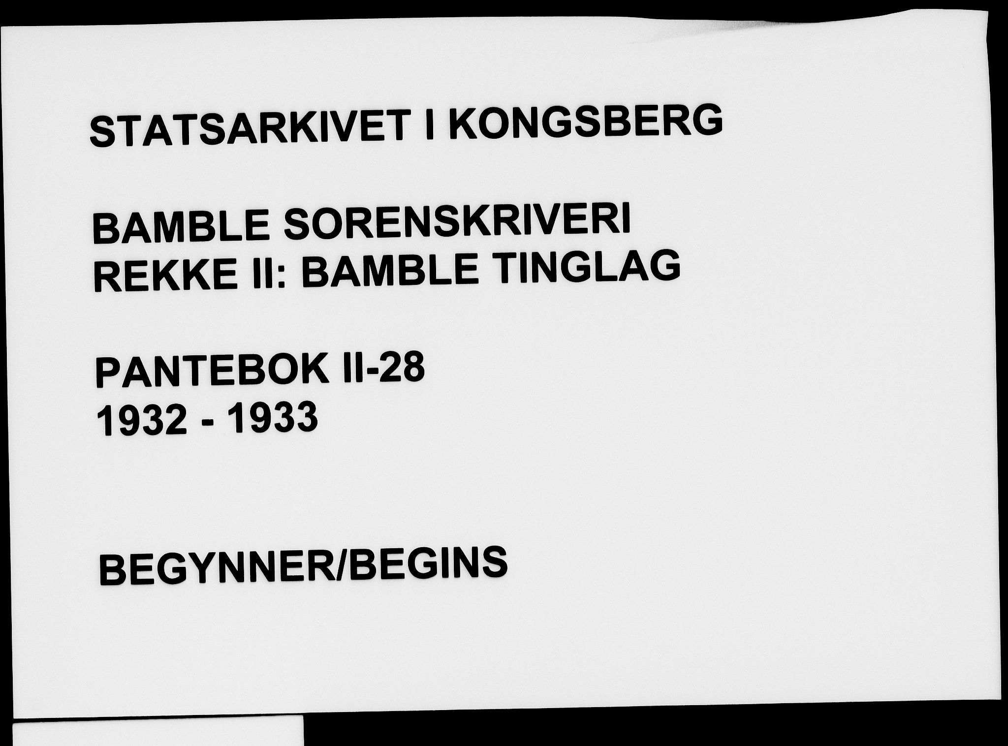 Bamble sorenskriveri, SAKO/A-214/G/Ga/Gab/L0028: Pantebok nr. II 28, 1932-1933