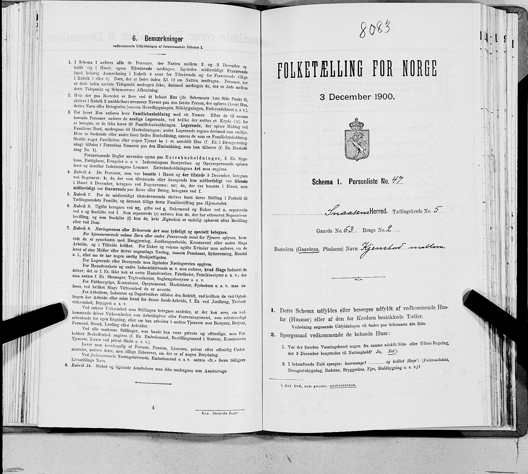 SAT, Folketelling 1900 for 1736 Snåsa herred, 1900, s. 1265