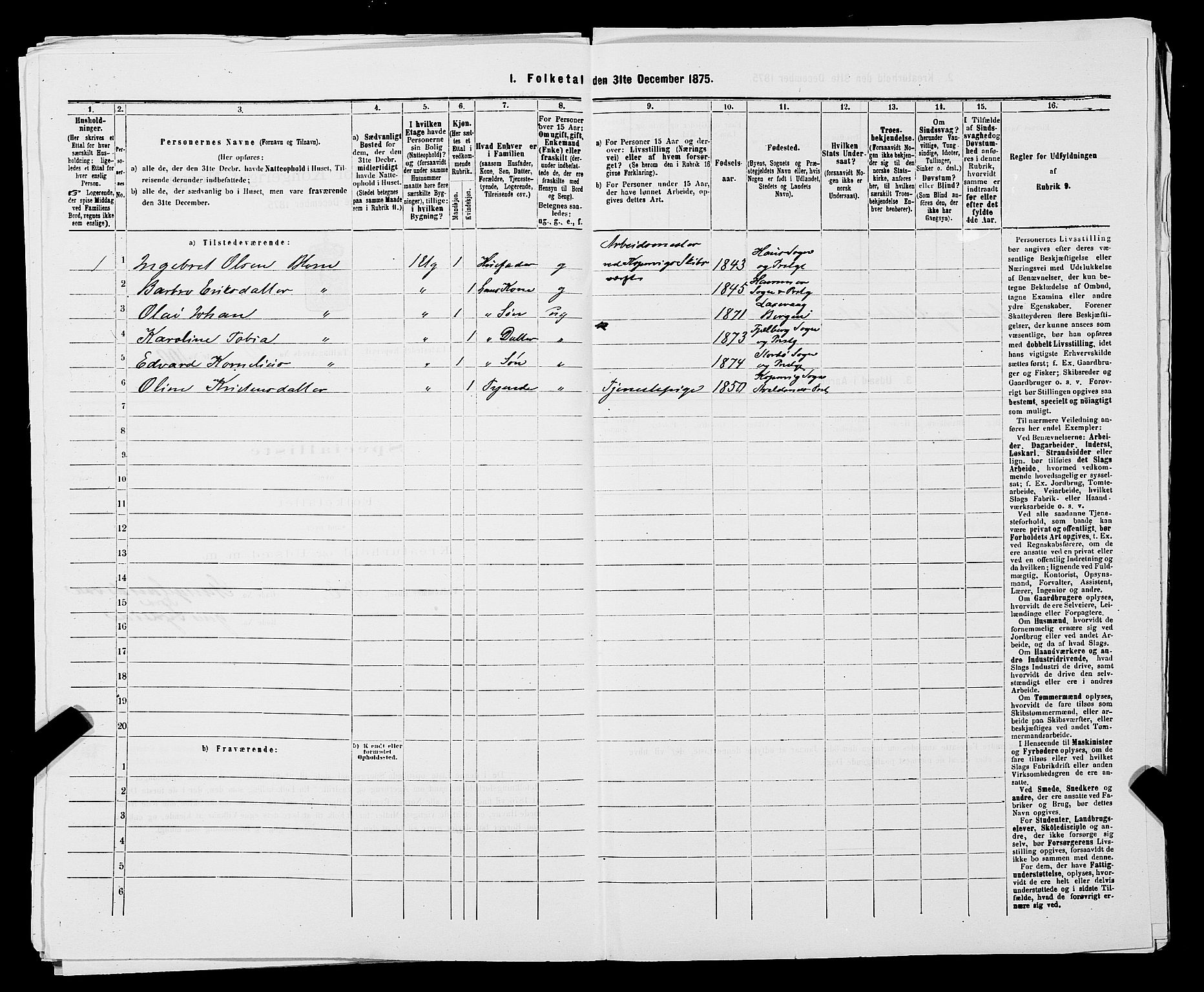 SAST, Folketelling 1875 for 1105B Avaldsnes prestegjeld, Kopervik ladested, 1875, s. 200