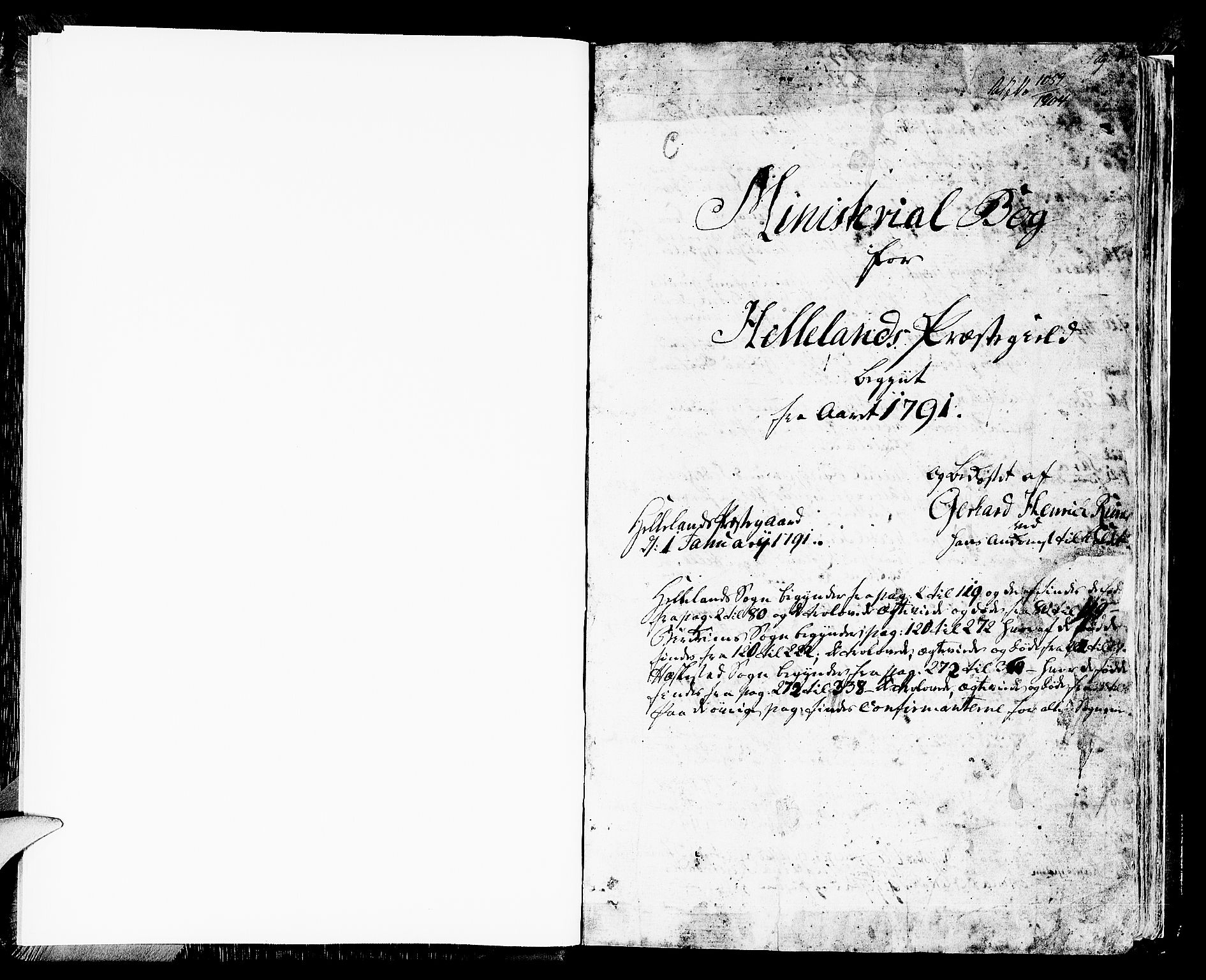 Helleland sokneprestkontor, SAST/A-101810: Ministerialbok nr. A 3 /2, 1791-1817, s. 0-1