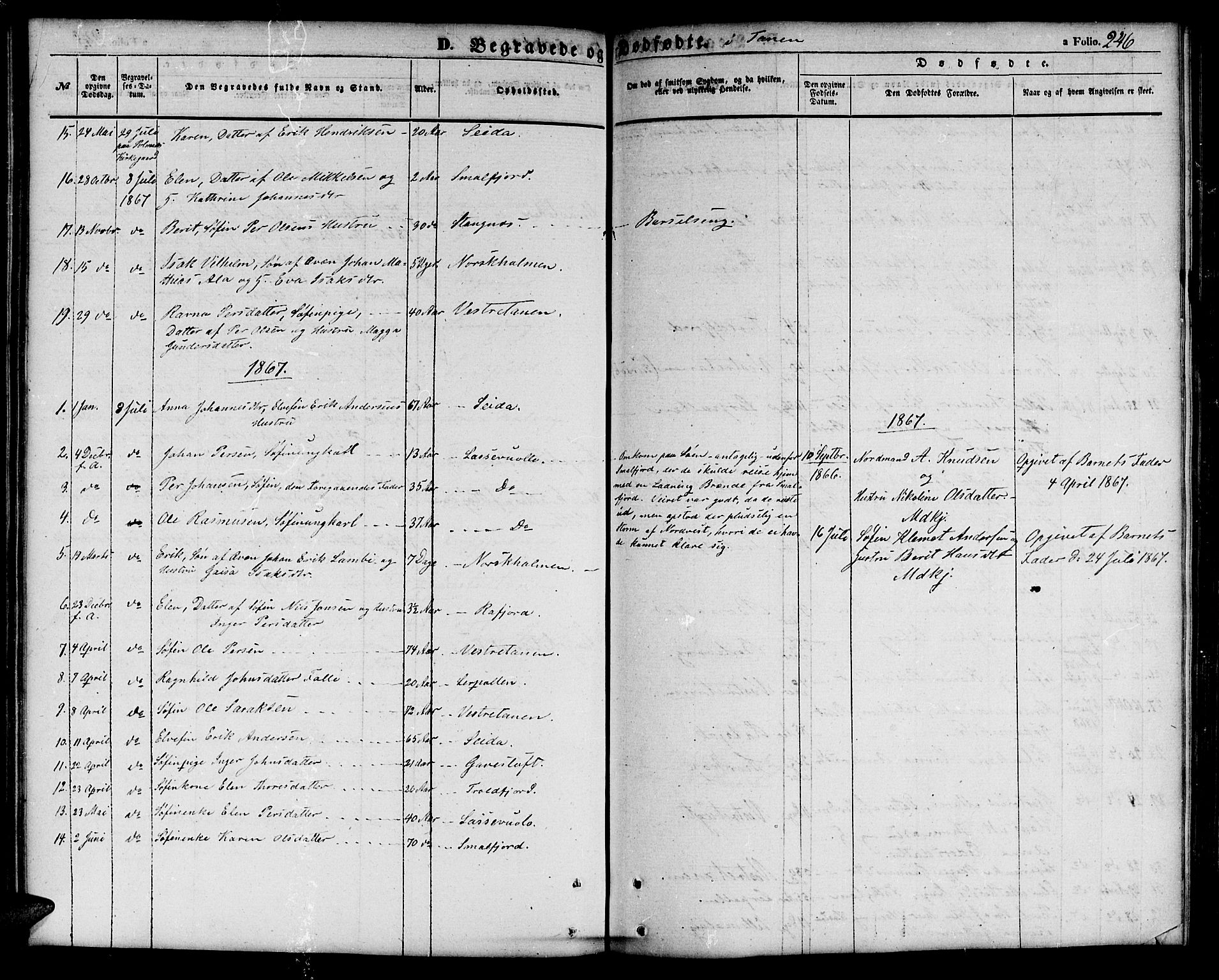Tana sokneprestkontor, AV/SATØ-S-1334/H/Hb/L0001klokker: Klokkerbok nr. 1 /1, 1853-1867, s. 246