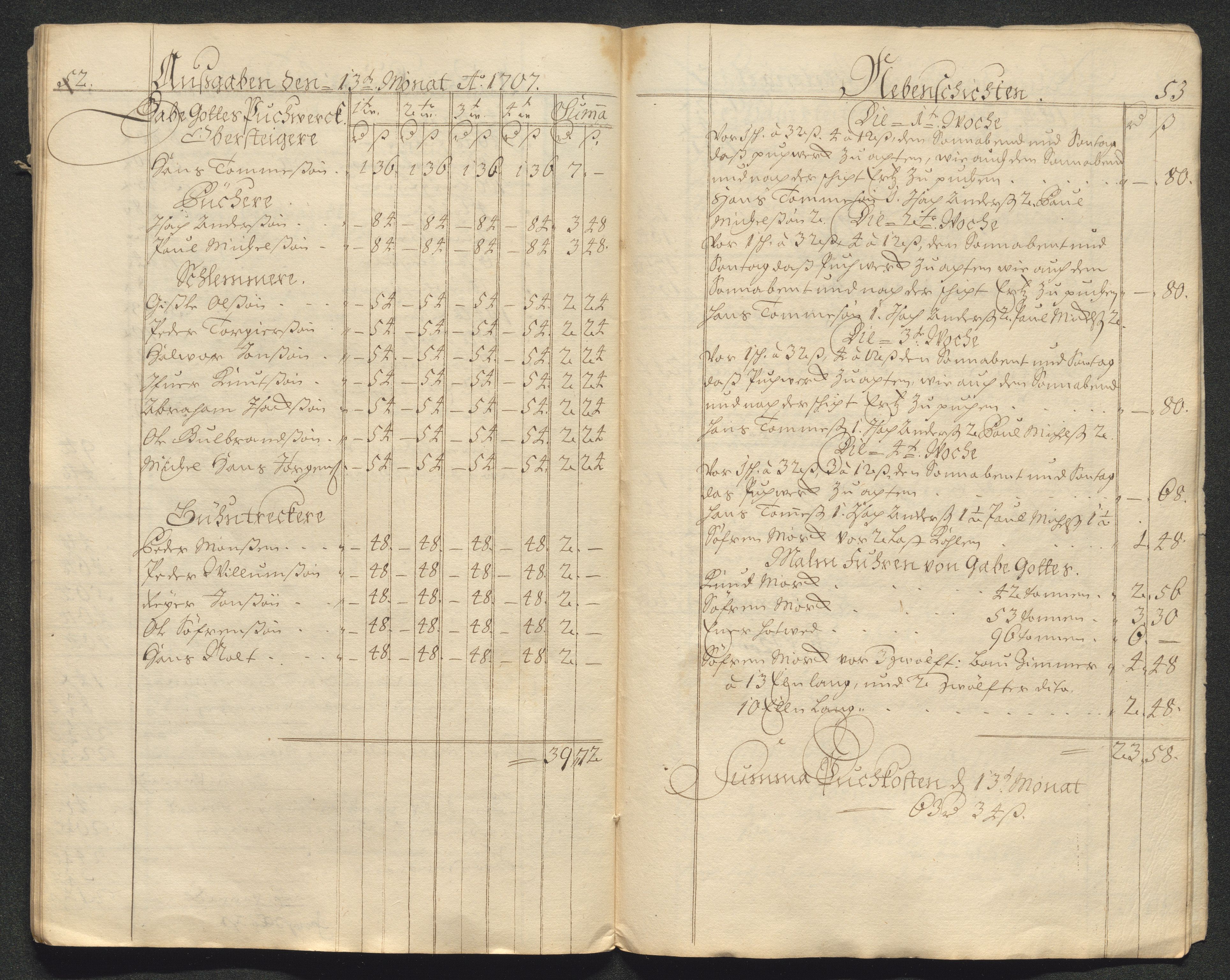 Kongsberg Sølvverk 1623-1816, AV/SAKO-EA-3135/001/D/Dc/Dcd/L0091: Utgiftsregnskap for gruver m.m., 1706-1707, s. 523