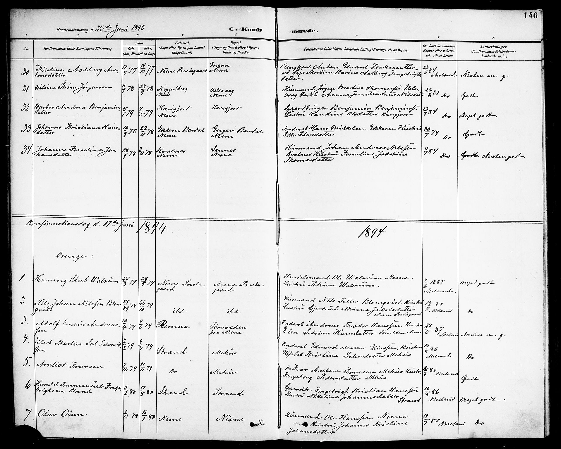 Ministerialprotokoller, klokkerbøker og fødselsregistre - Nordland, SAT/A-1459/838/L0559: Klokkerbok nr. 838C06, 1893-1910, s. 146