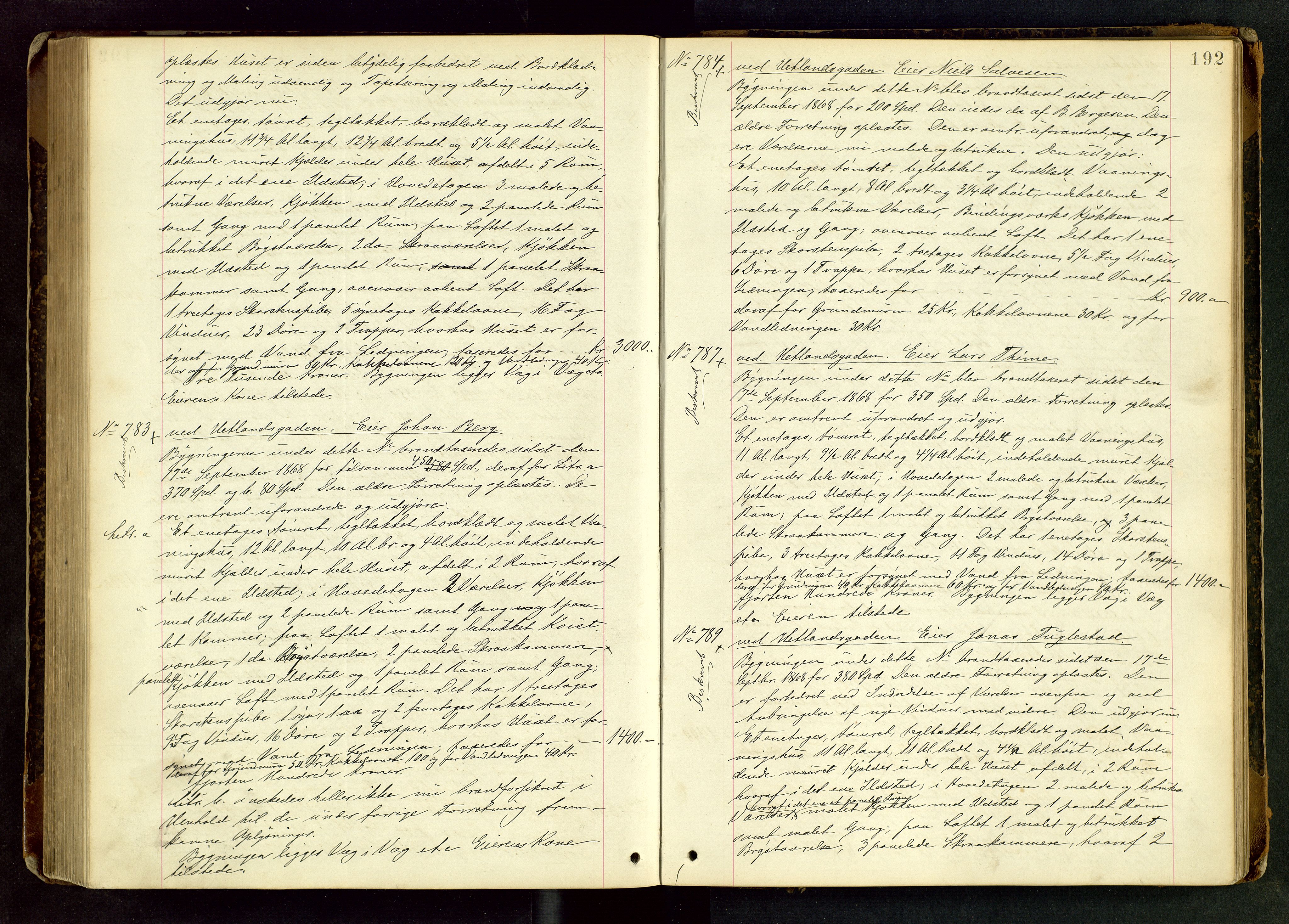 Stavanger byfogd, AV/SAST-A-101408/001/8/81/812/812B/L0016: Branntakstprotokoll nr. 9, 1880-1881, s. 191b-192a