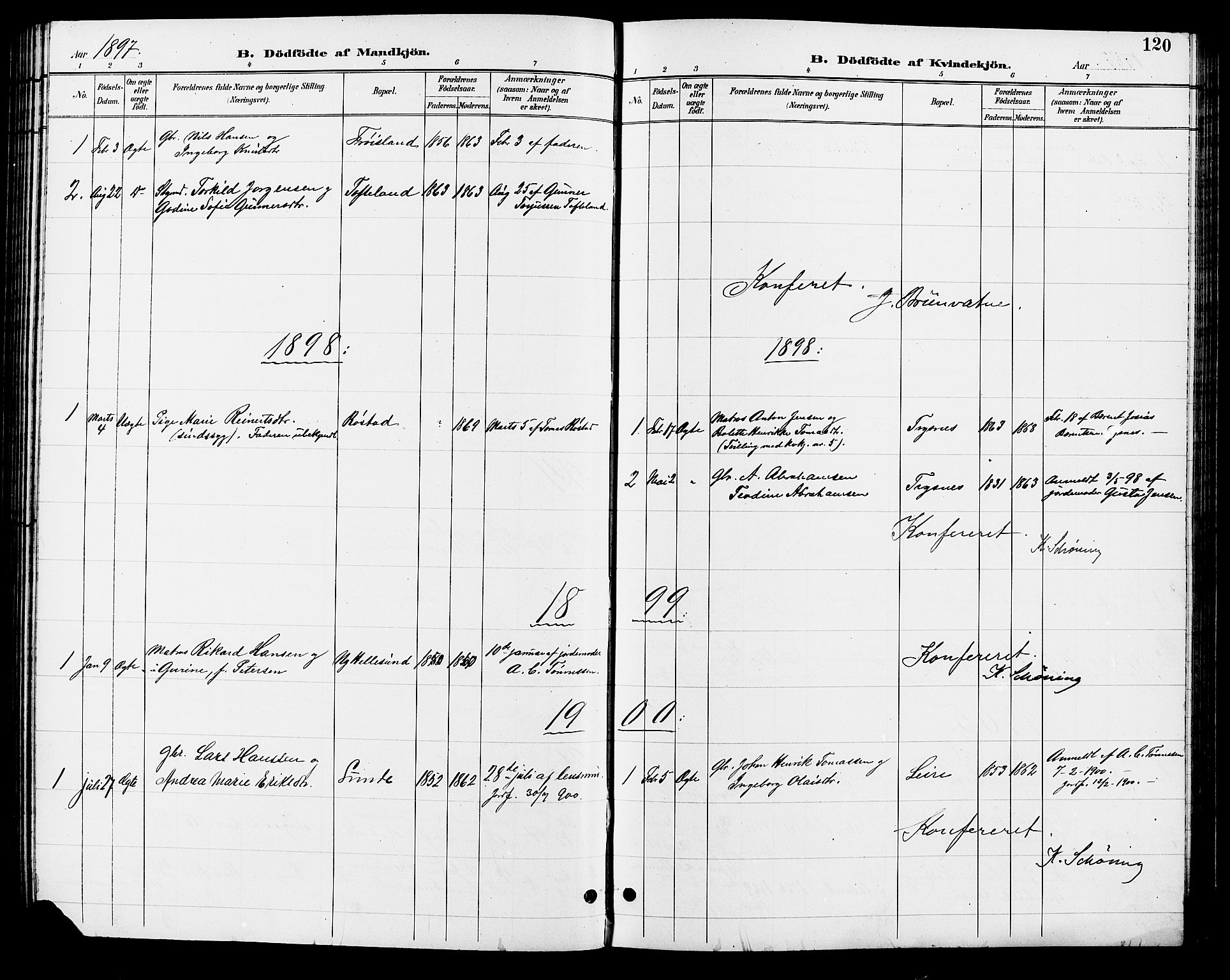Søgne sokneprestkontor, SAK/1111-0037/F/Fb/Fbb/L0006: Klokkerbok nr. B 6, 1892-1911, s. 120