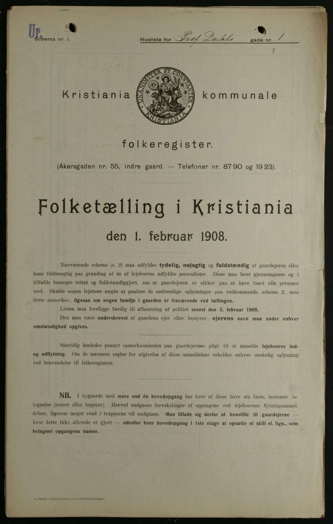 OBA, Kommunal folketelling 1.2.1908 for Kristiania kjøpstad, 1908, s. 73015