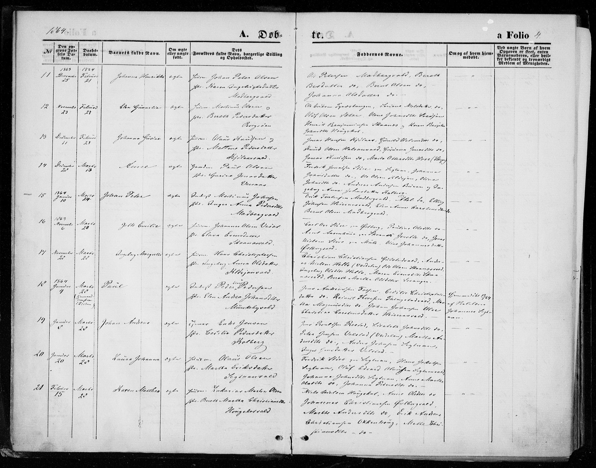 Ministerialprotokoller, klokkerbøker og fødselsregistre - Nord-Trøndelag, SAT/A-1458/721/L0206: Ministerialbok nr. 721A01, 1864-1874, s. 4
