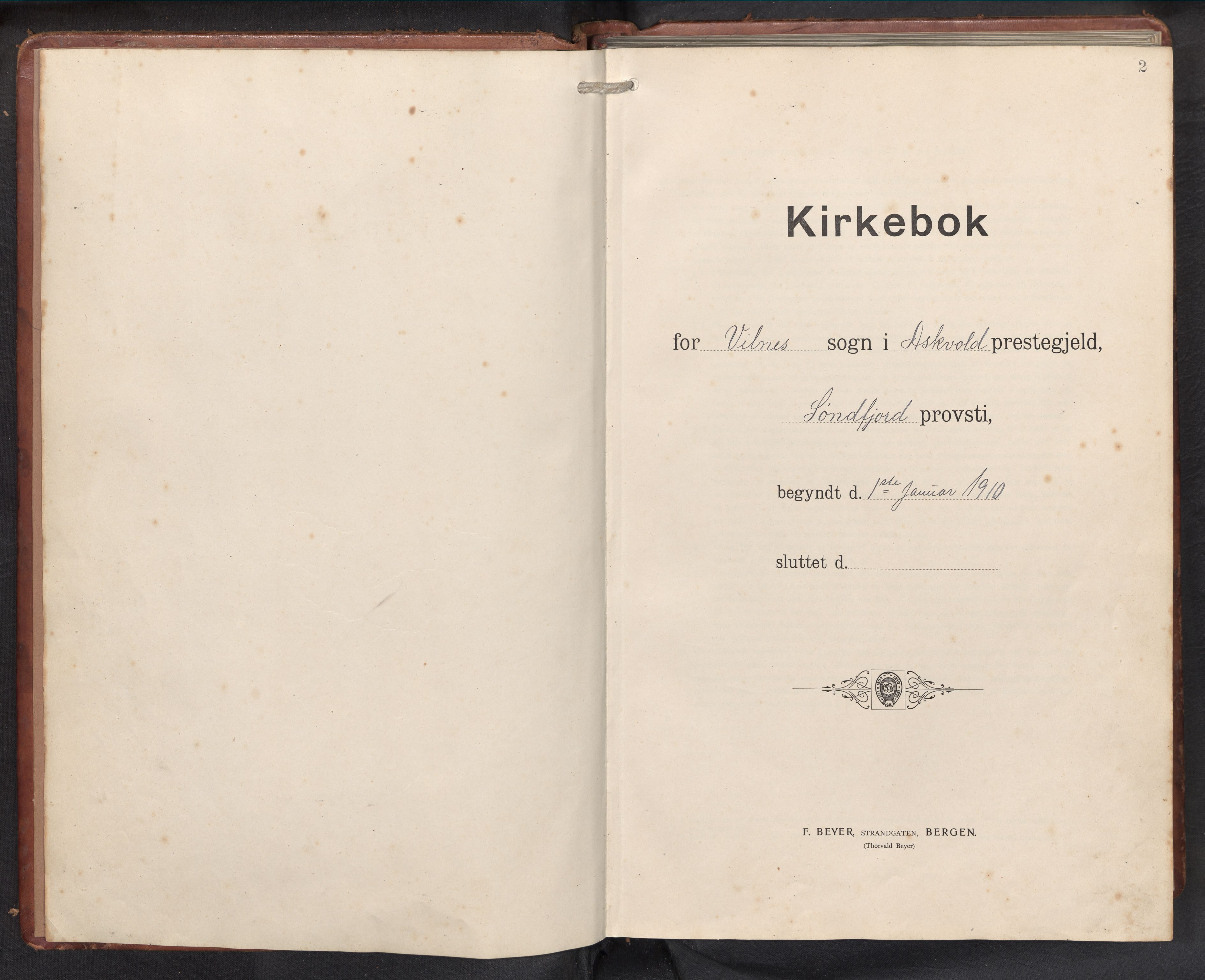 Askvoll sokneprestembete, AV/SAB-A-79501/H/Hab/Habb/L0002: Klokkerbok nr. B 2, 1910-1947, s. 1b-2a