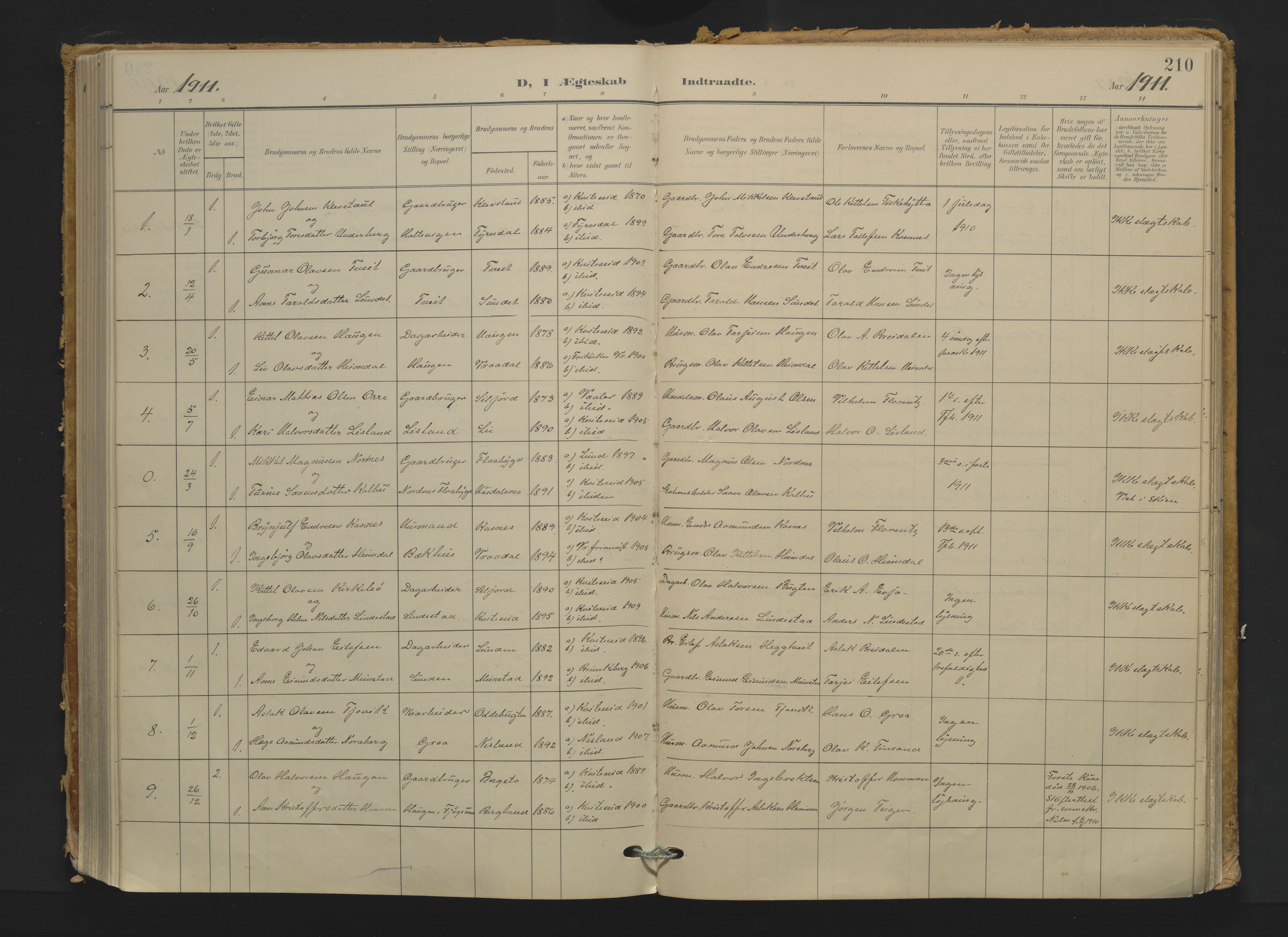 Kviteseid kirkebøker, AV/SAKO-A-276/F/Fa/L0009: Ministerialbok nr. I 9, 1903-1934, s. 210