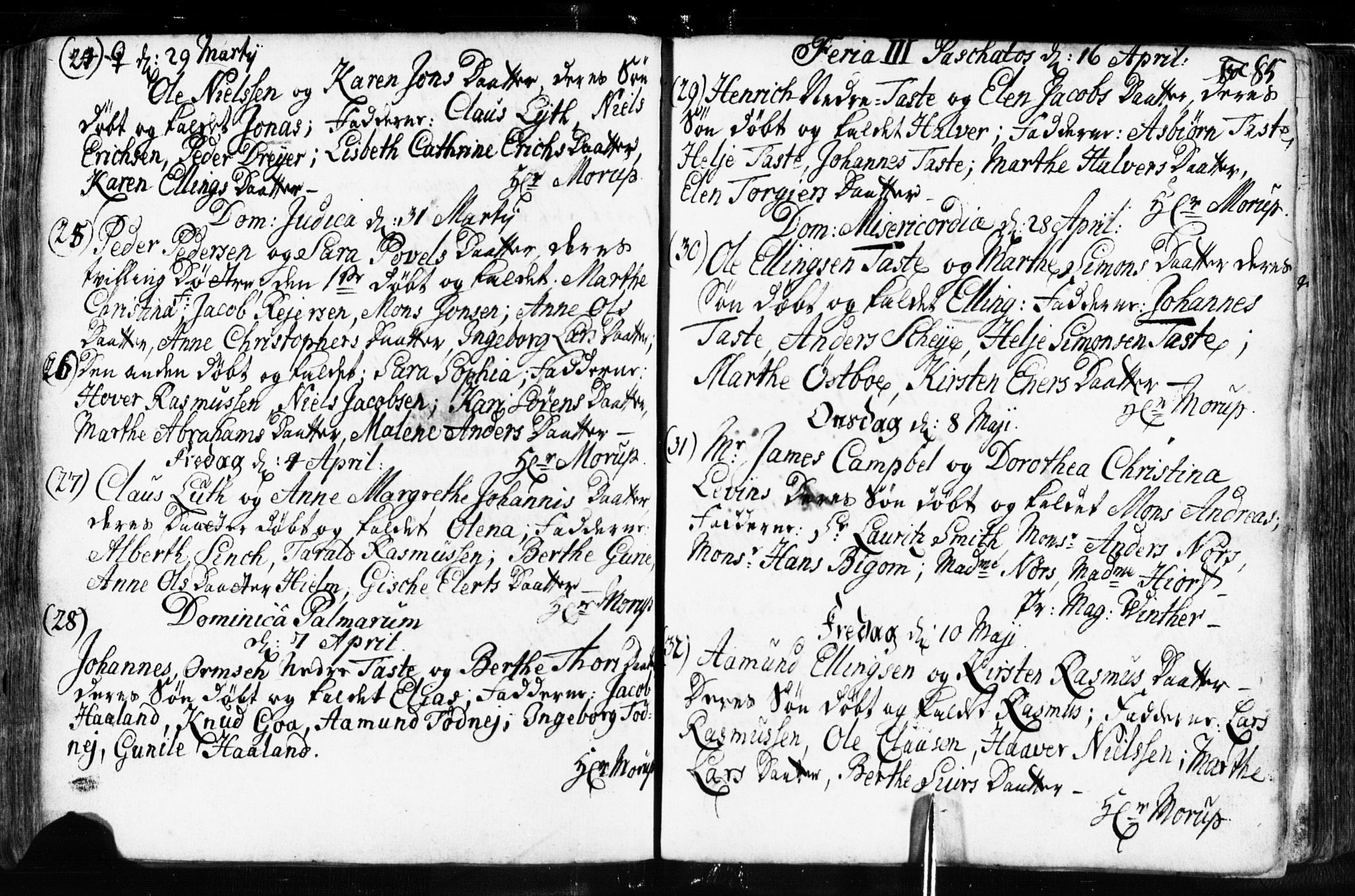 Domkirken sokneprestkontor, AV/SAST-A-101812/001/30/30BB/L0003: Klokkerbok nr. B 3, 1733-1751, s. 85