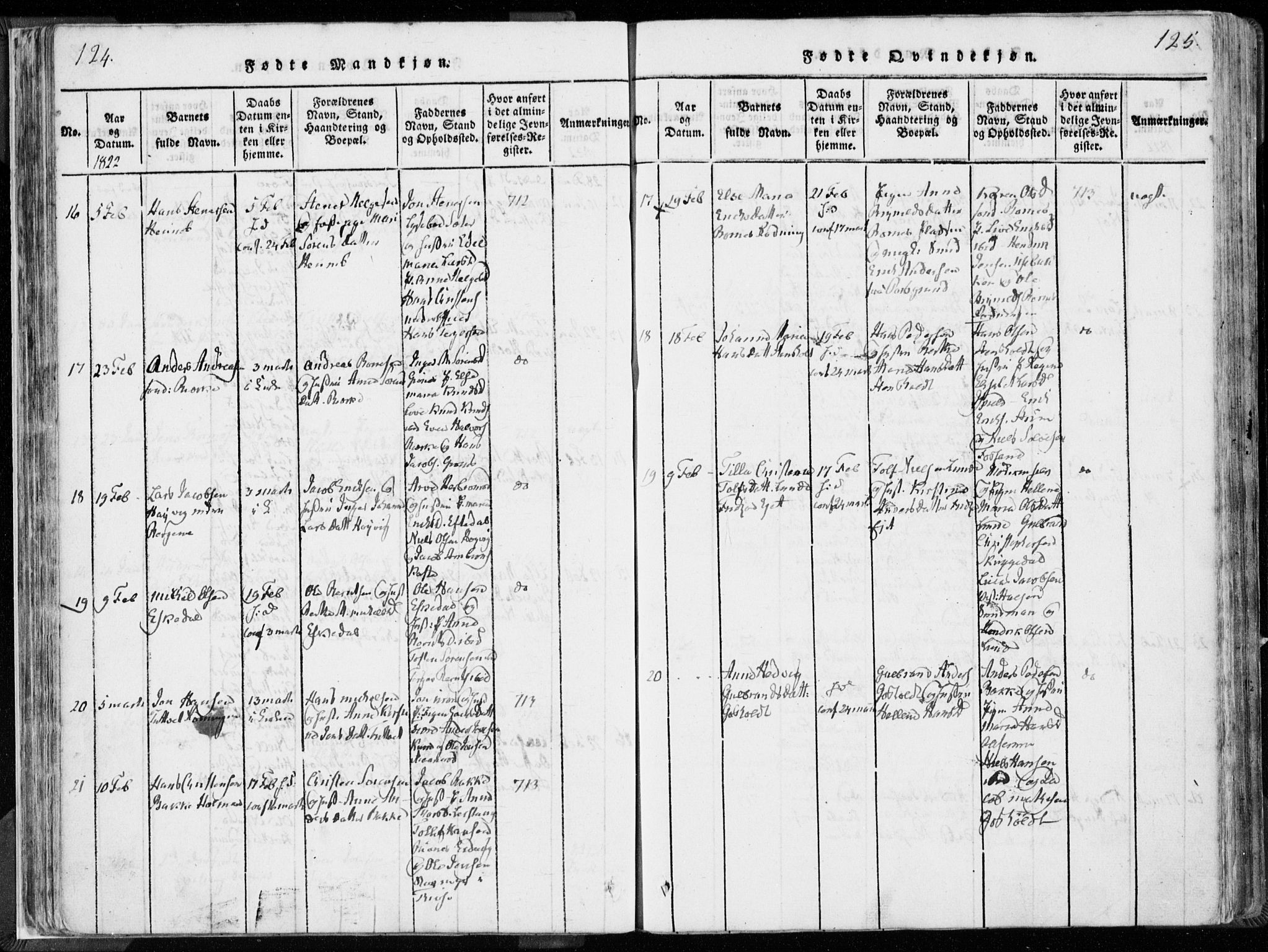 Hedrum kirkebøker, AV/SAKO-A-344/F/Fa/L0004: Ministerialbok nr. I 4, 1817-1835, s. 124-125